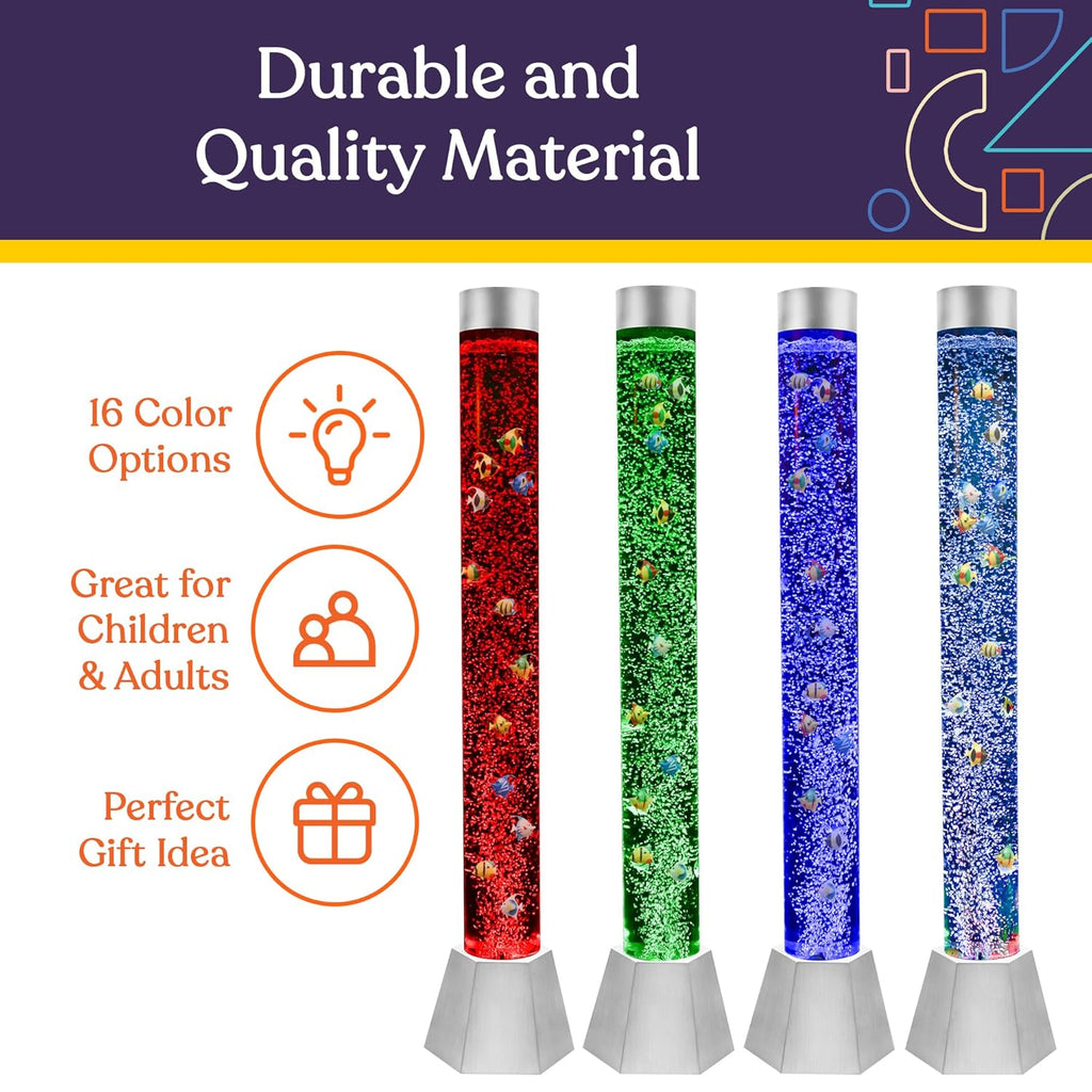 Special Supplies Aquarium Sensory Fish Bubble Light Tube with 16 LED Color Changing Nightlight Effect, Remote Control-Includes 12 Fish, Floor Standing Lamp for Kids and Adults (5 ft) (Diamond)