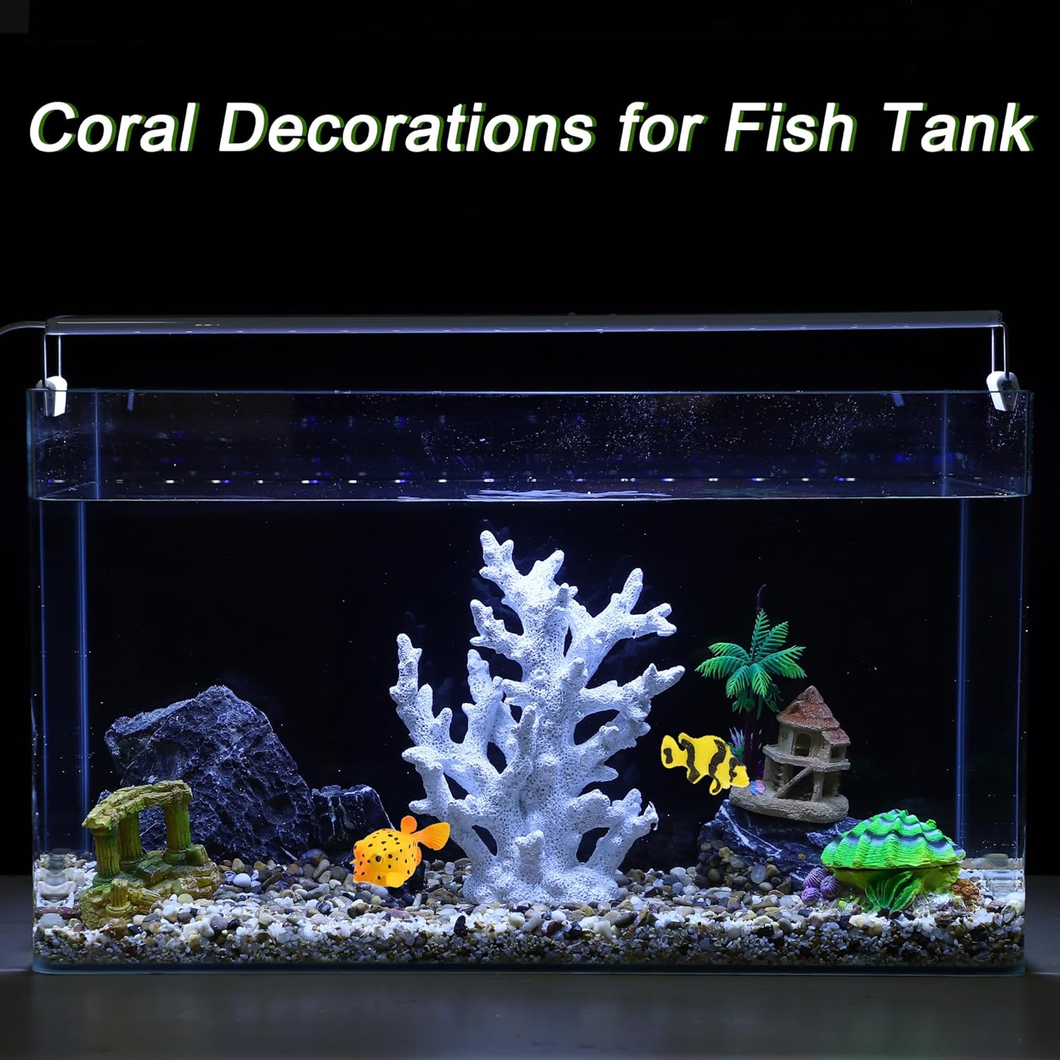 Artificial Coral Decor for Aquarium, Resin Ornaments and Statue Home Decor, 7.48"x2.36"x9.45", White