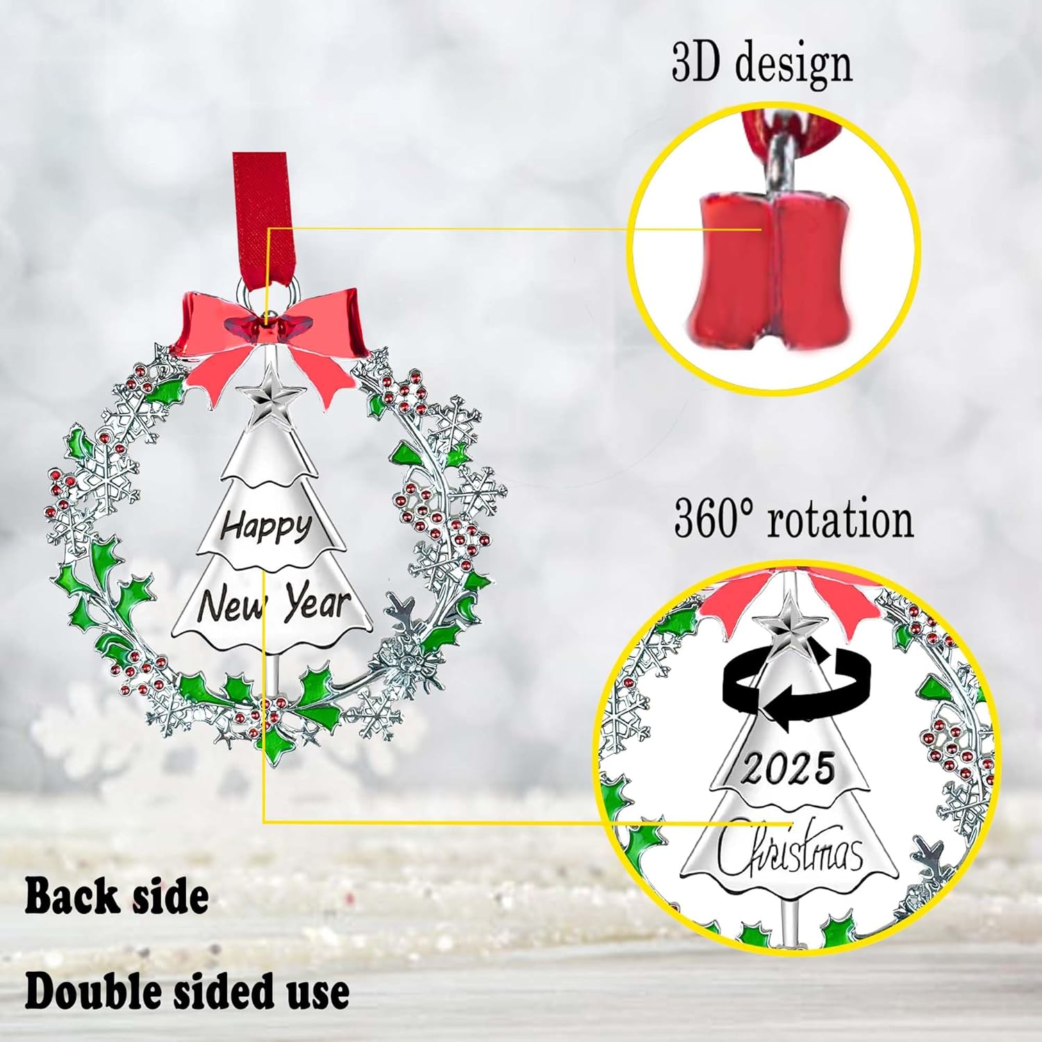 Christmas Ornaments 2025,Xmas Keepsake Pendant, Christmas Tree Ornament Handcrafted Metal DIY Hanging Craft Collectibles for Xmas Trees Home Party Party Gifts (tree2025)