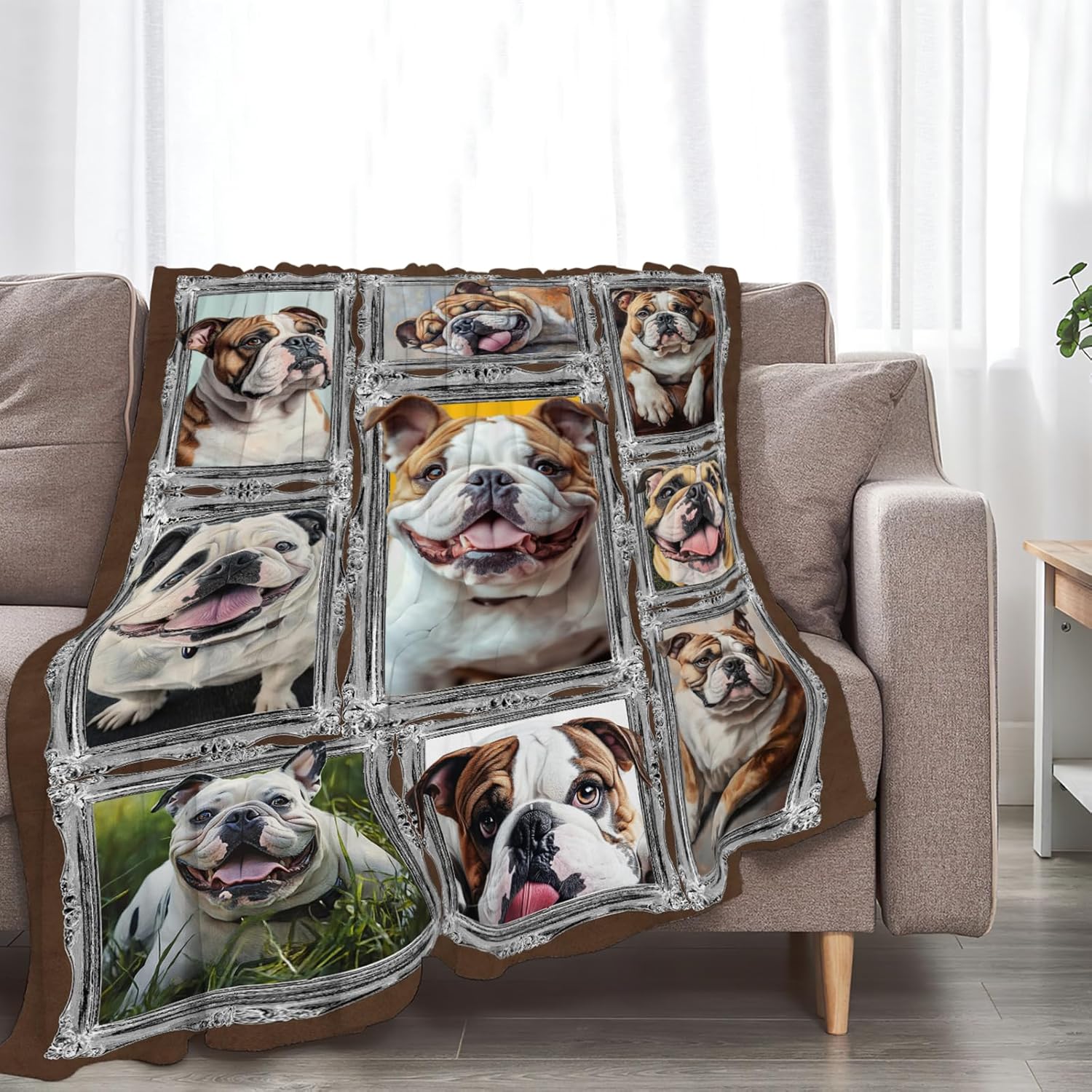 Bulldog Blanket Dog Animal Lover Throw Blankets Gifts for Girls Boys Kids Soft Cozy Fleece Plush for Couch Sofa Bed 80"x60"