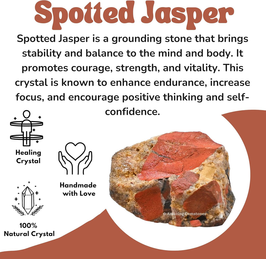 Amazing Gemstone Spotted Jasper Raw Crystals and Healing Stones, Natural Rocks for Tumbling and DIY Raw Stones and Crystals (1 lb)