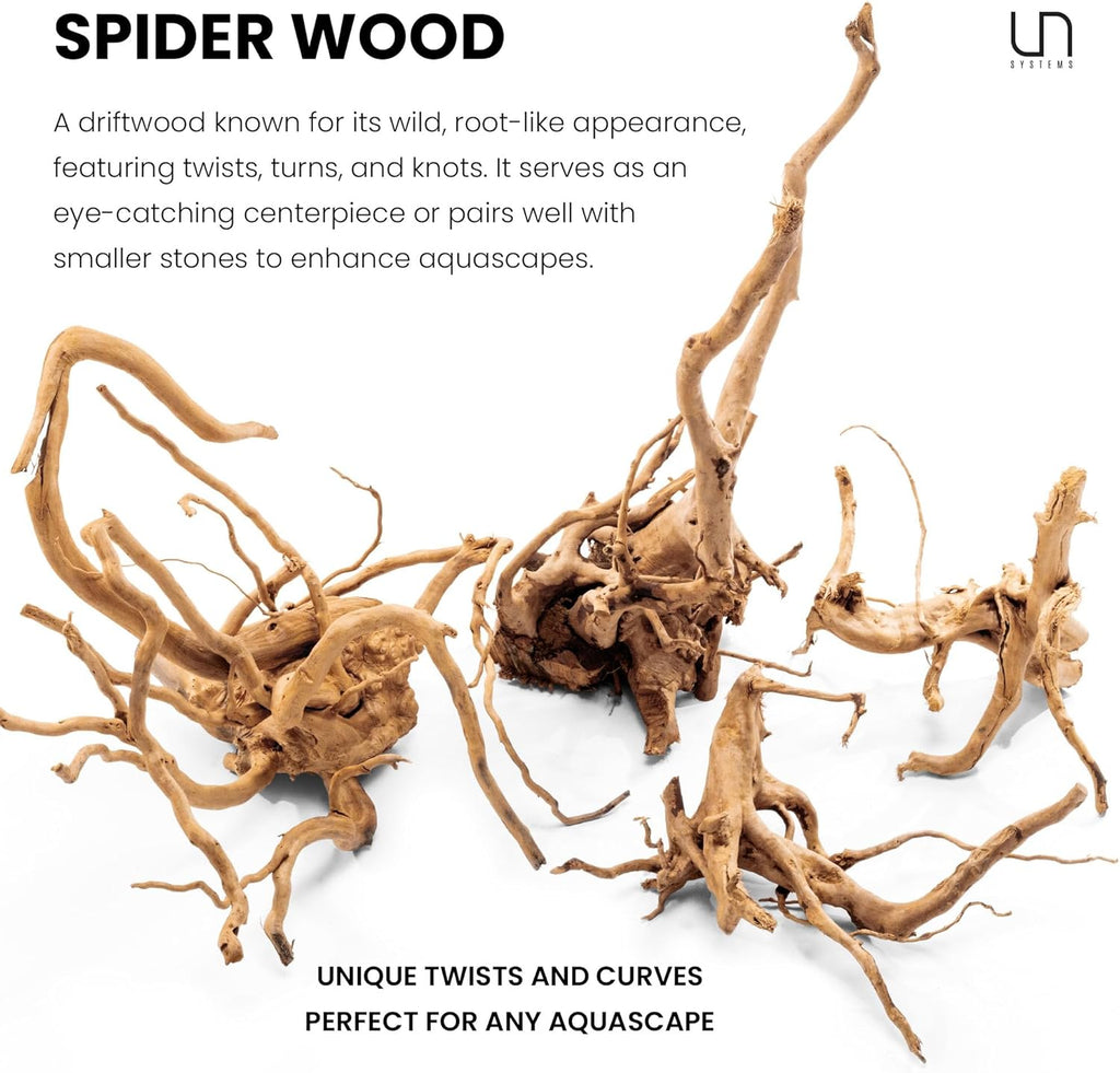 Ultum Nature Systems Driftwood - Spider Drift Wood for Fish Tank, Planted Tank, Terriarium, Paludarium - Versatile Natural Driftwood Decor, Events Wood Centerpiece - Spider Wood, L 15-20", 3 Pack