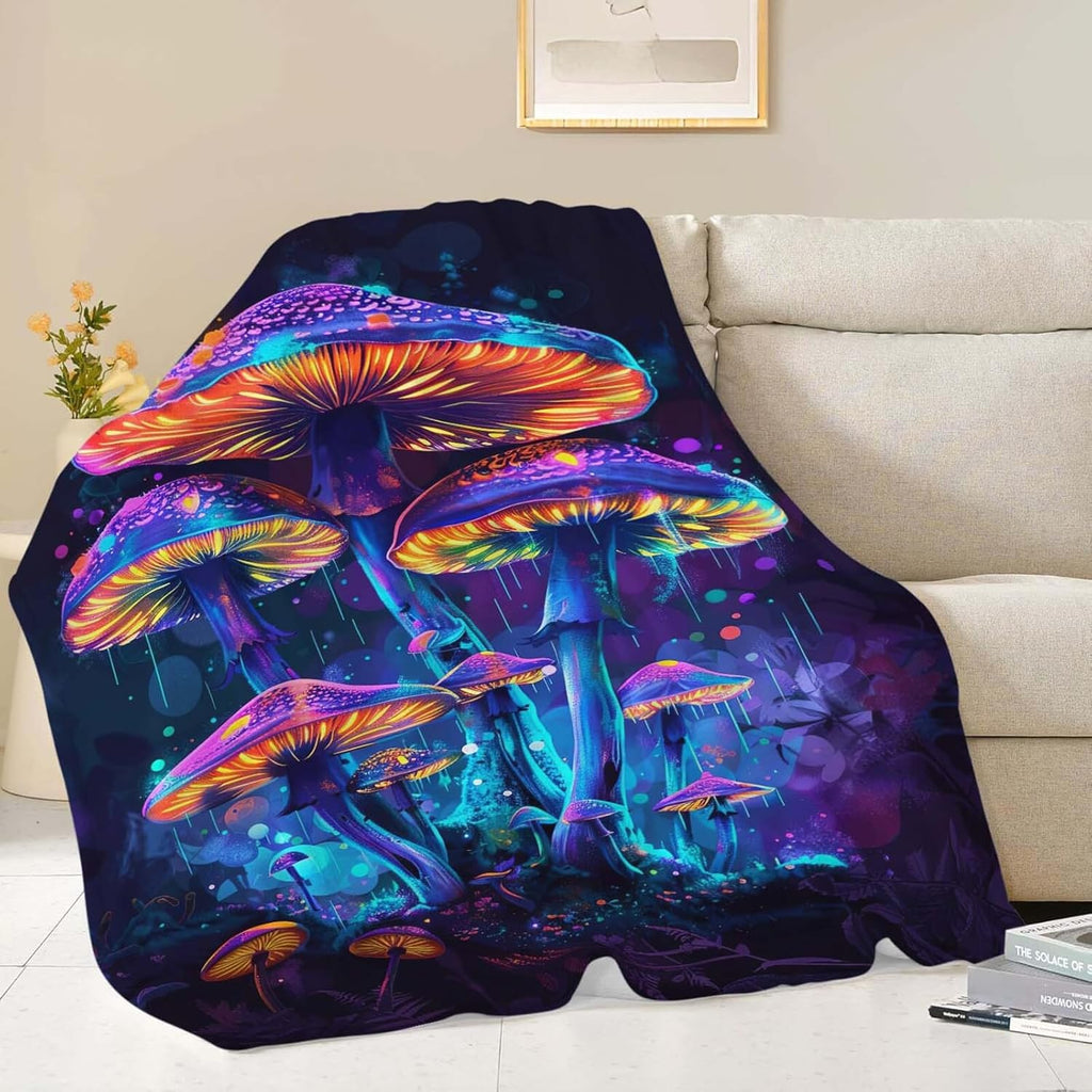 Mushroom Throw Blanket Mushroom Stuff Gifts for Kids Girls Boys Adults Women Man Soft Cozy Warm Plush Fluffy Fuzzy Fleece Blanket Decor 50''X60''