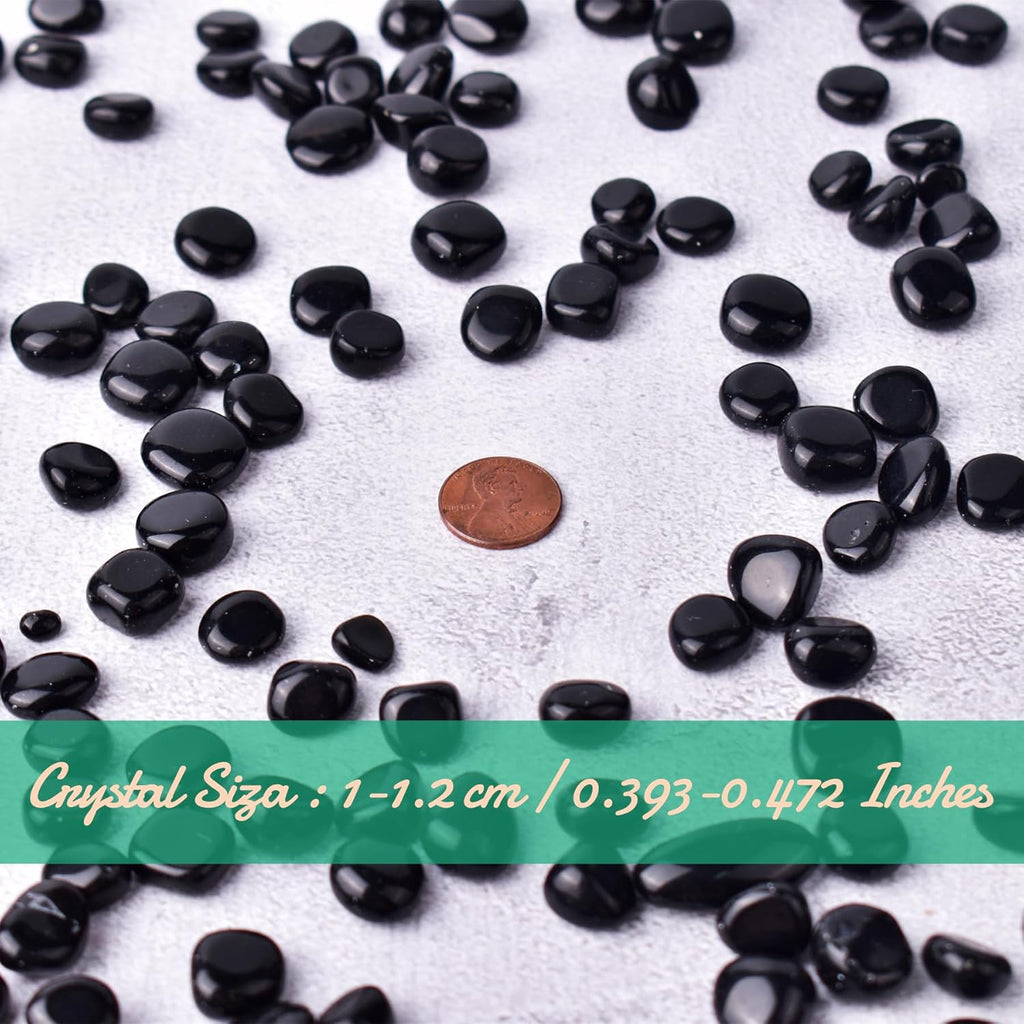 Polished Obsidian Crystal Set, 0.4", 128 Pcs - Handpicked Tumbled Stones and Crystals Bulk for Healing, Reiki, Meditation, Witchcraft and Home Decor, Obsidian - 0.4"- 10 oz