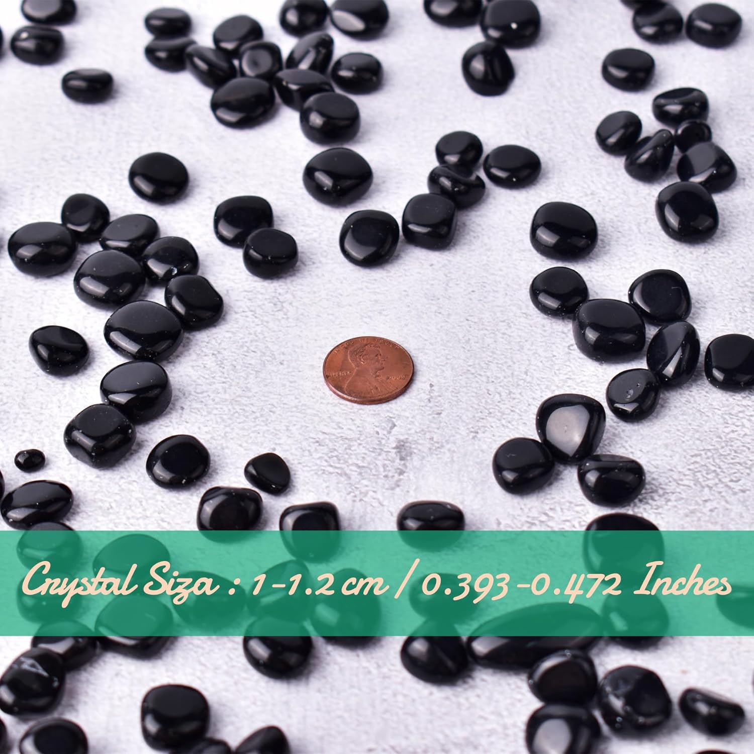 Polished Obsidian Crystal Set, 0.4", 128 Pcs - Handpicked Tumbled Stones and Crystals Bulk for Healing, Reiki, Meditation, Witchcraft and Home Decor, Obsidian - 0.4"- 10 oz
