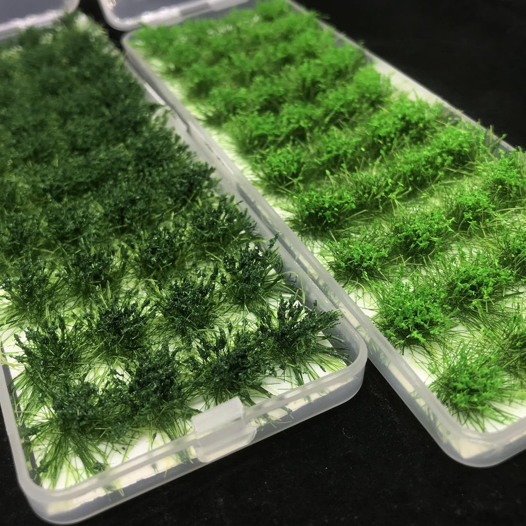 Cayway 3 PCS Static Grass Tuft Model Grass Tufts Terrain Model Kit Resin Static Scenery Model Miniature Shrubs Bushes and Tweezers for Train Landscape Railway Artificial Grass Modeling