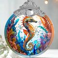 Stained Glass Christmas Ornament, Jocidea Seahorse Christmas Decorations, Christmas Tree Ornament, Seahorse Lovers Gifts, Holiday Decor and Xmas Gifts Ideas