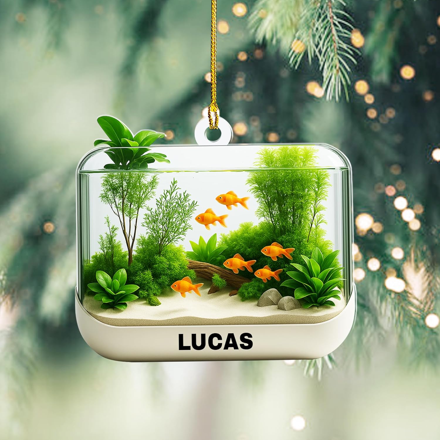 Personalized Aquarium Fish Tank Christmas Ornament 2025, Custom Name Clownfish Holiday Tree Decoration, Unique Keepsake Gift for Fish Lovers, Pet Owners, Kids, Aquarists (ON4)