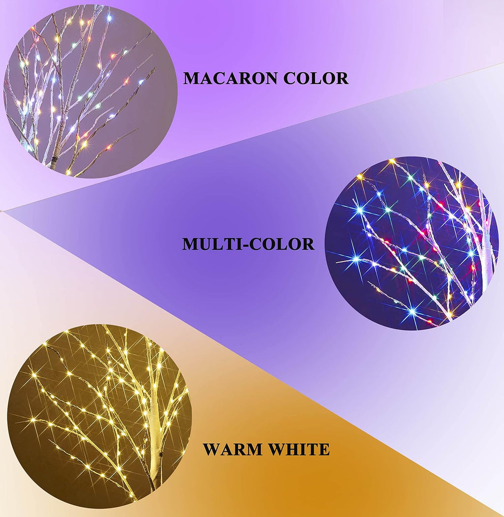 Hairui Lighted Birch Garland Battery Operated with 8 Function 48 Warm White and Multi Color Lights 6FT, Pre Lit Garland for Fireplace Christmas Holiday Decoration Indoor Outdoor