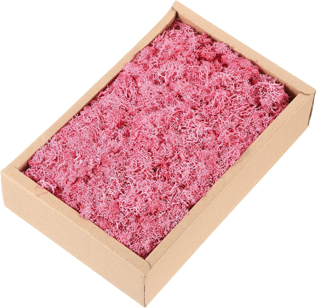 MECCANIXITY 7.8oz Preserved Reindeer Moss, Dark Pink Decorative Artificial Fake Moss for Potted Plants Indoor Crafts Lichen Centerpieces Decor