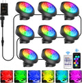 T-SUN Pond Lights LED Underwater – IP68 Waterproof Bluetooth App & Remote Submersible Fountain Lights with 16 Million Colors Dimmable Timer for Outdoor Koi Pond Garden Waterfall Aquarium(Set of 8)