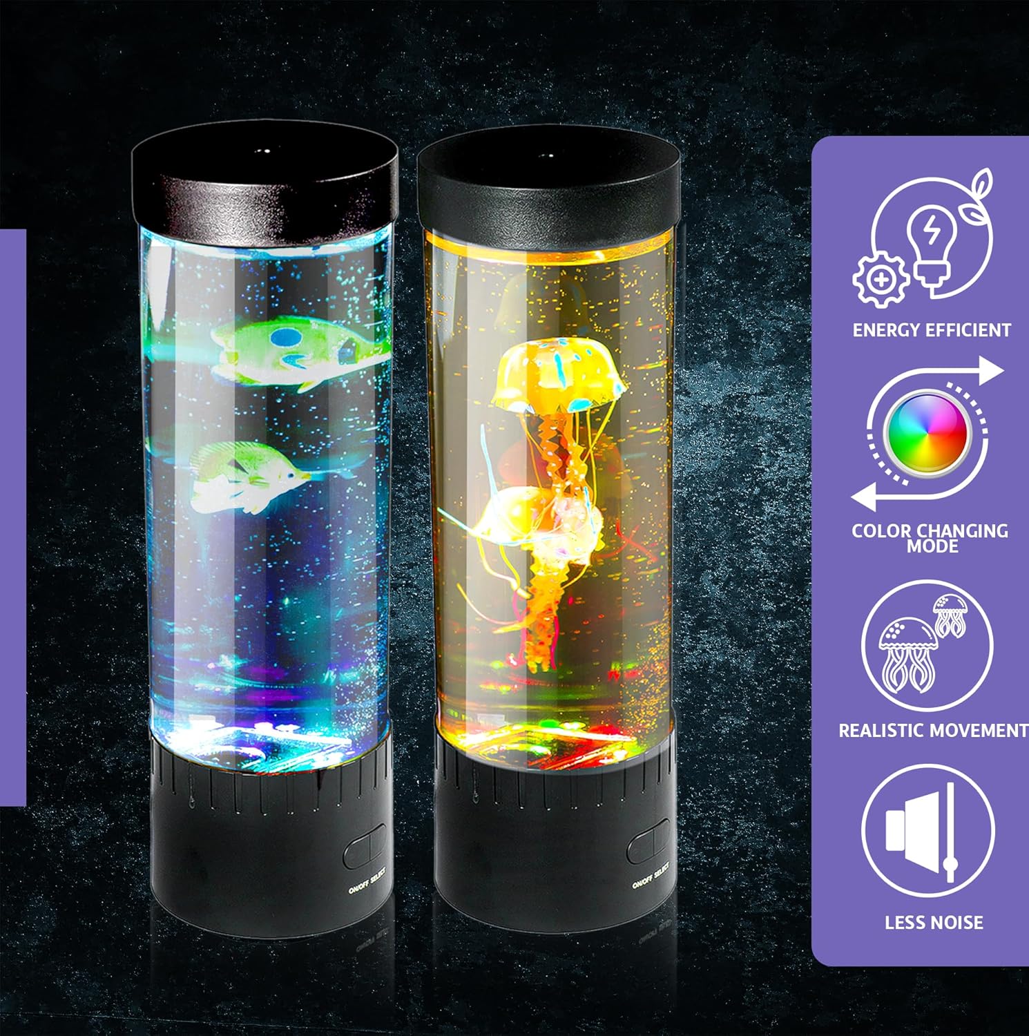 Brewish Jellyfish Lamp (Upgraded Motor 2025),16 Color Changing Mood Lamps, 4 Modes Aquarium Night Light, Artificial Fish Tank with Moving Fish, Sensory Room LED Lights for Autism, ADHD, Excellent Gift