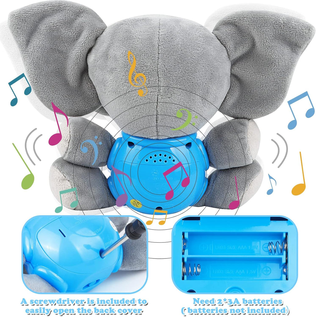 Plush Musical Baby Toys，Cute Elephant Toys for 3-6-12 Months Boys & Girls, Cute Stuffed Animal Infants Baby Toy， Elephant Baby Stuff，Toys for Infants 0-6 Months