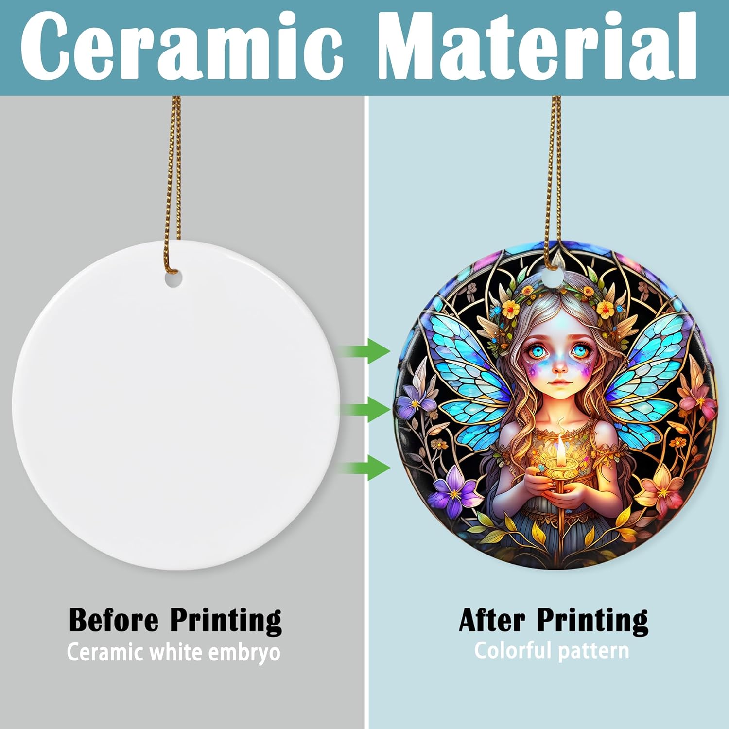 Stained Ceramic Fairy Ornament - Fairy Christmas Ornaments - Christmas Tree Ornaments - Christmas Decorations - Fairy Decor for Office, Room, Home - Holiday Present Ideas - A