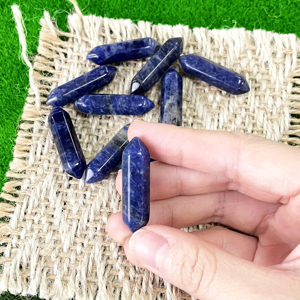 ZHIYUXI 20 Pcs Blue Sodalite Crystal Healing Crystals Bulk Blue Stones and Crystals Gemstone Tumbled Polished Energy Reiki Wholesale Crystal Wands DIY Decor Gifts