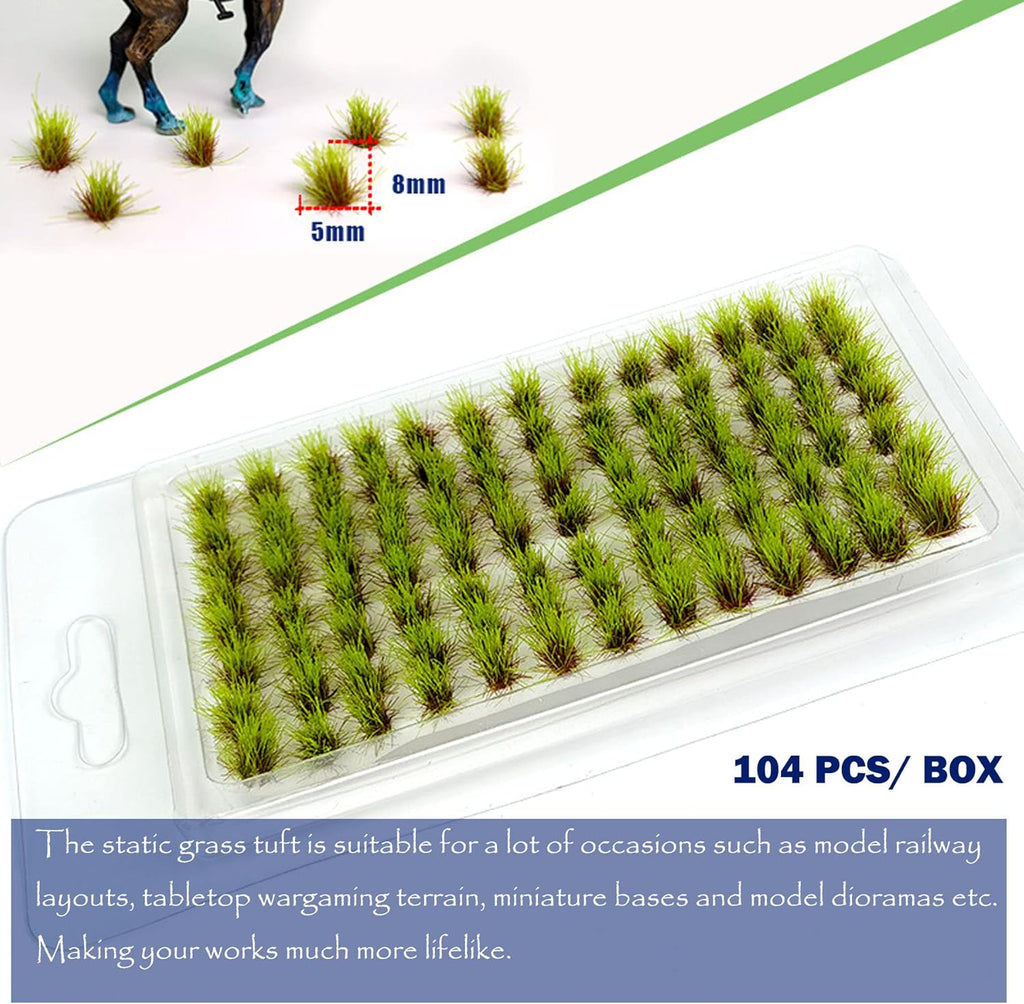 Woohome 208 PCS Static Grass Tuft Model Grass Tufts Terrain Model Kit Resin Static Scenery Model, Artificial Grass for Train Landscape Railway Artificial Grass Modeling