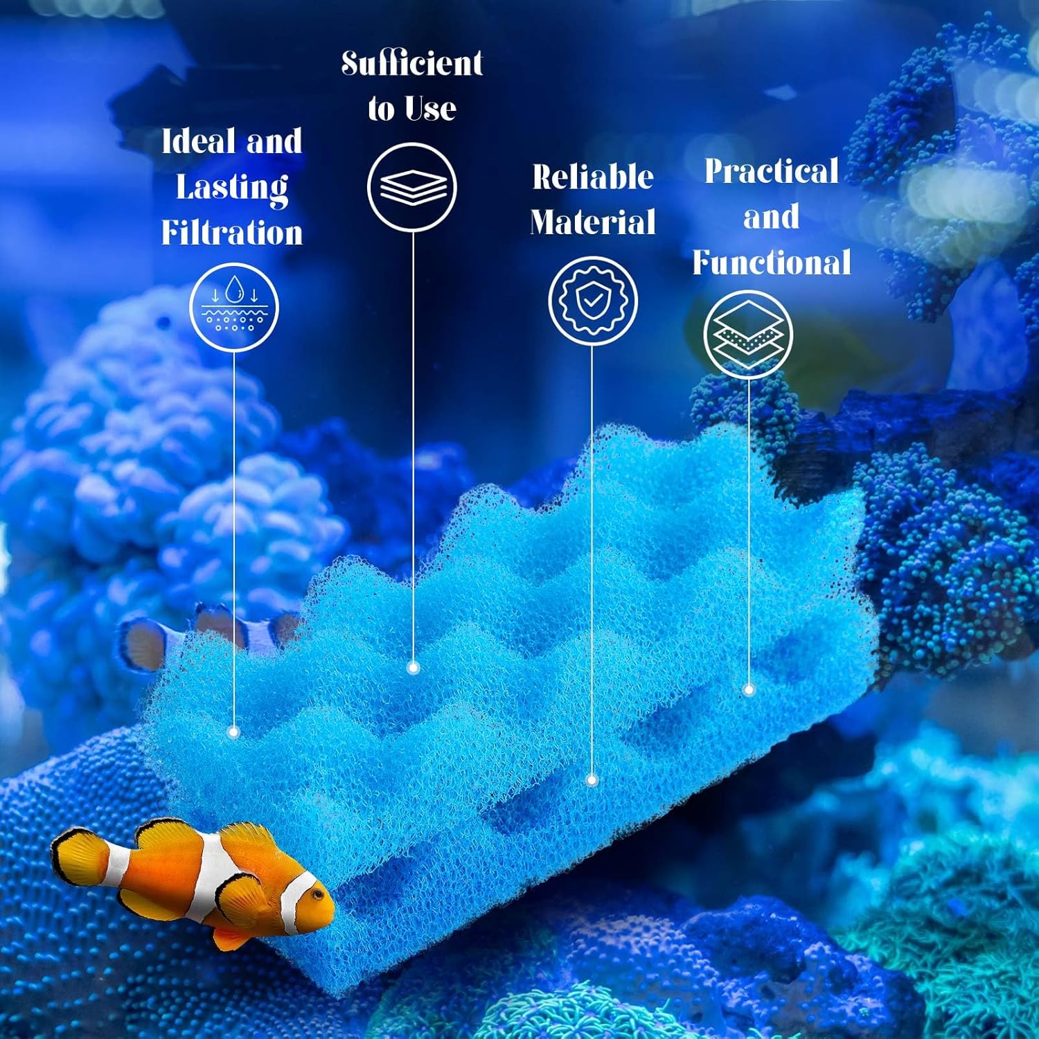 40 Pcs Replacement Filter Media Kit Compatible with Fluval 306/307, Aquarium Filters Set Including 4 Biological Foams, 36 Ammonia/Phosphate/Nitrite Remover