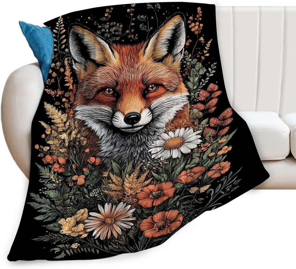 Fox Throw Blanket Orange Fox Blanket Gifts for Kids Girls Boys Soft Cozy Warm Plush Fluffy Fuzzy Fleece Blanket Birthday Festival Decor 40''X50''