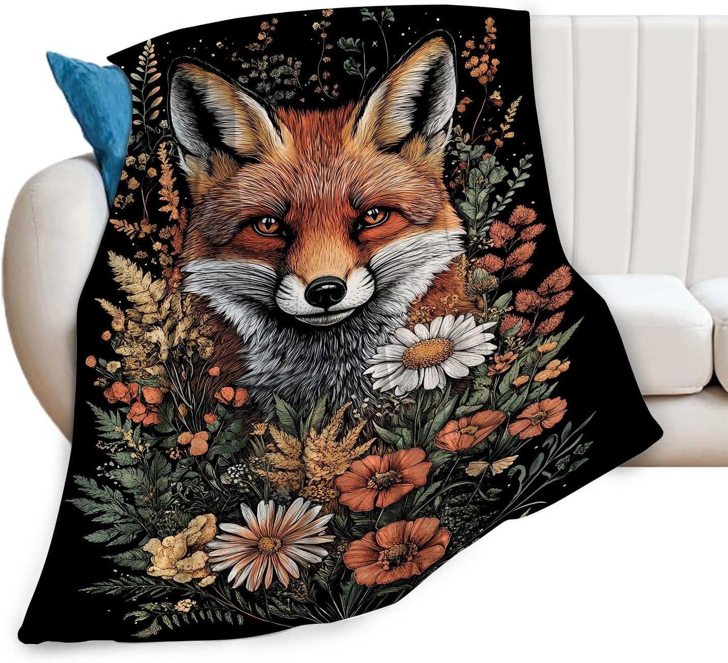 Fox Throw Blanket Orange Fox Blanket Gifts for Kids Girls Boys Soft Cozy Warm Plush Fluffy Fuzzy Fleece Blanket Birthday Festival Decor 40''X50''