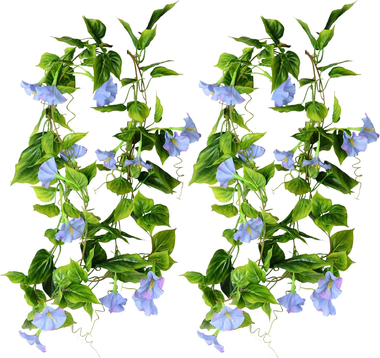 AirSun Artificial Morning Glory Flower Vines, 2pcs 15Feet Hanging Plants Silk Garland Fake Green Plant Home Garden Wall Fence Indoor Outdoor Wedding Birthday Decor