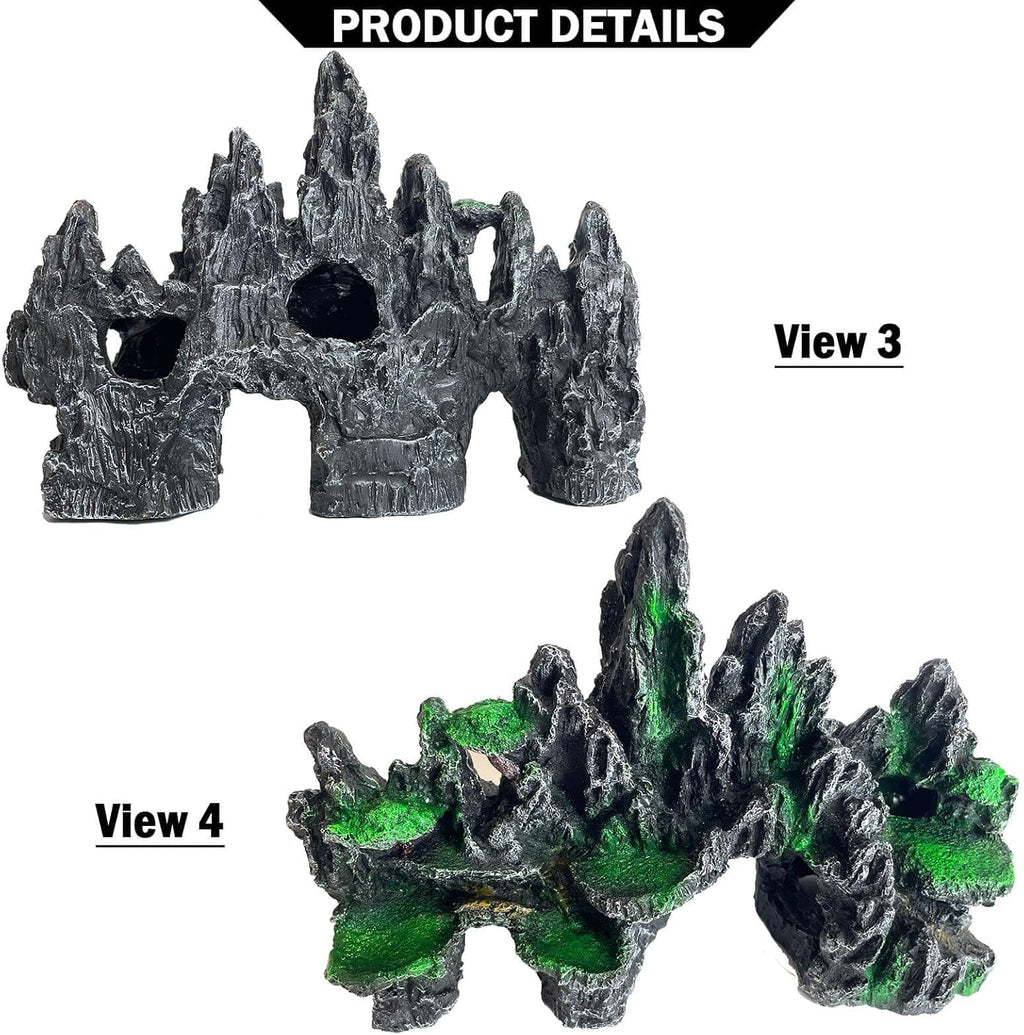 Aquarium Decor Large N Tall Fish Tank Rock Decor with Mountain View Ornaments,Tree House,Cave,Extra Large Fish Tank Decorations