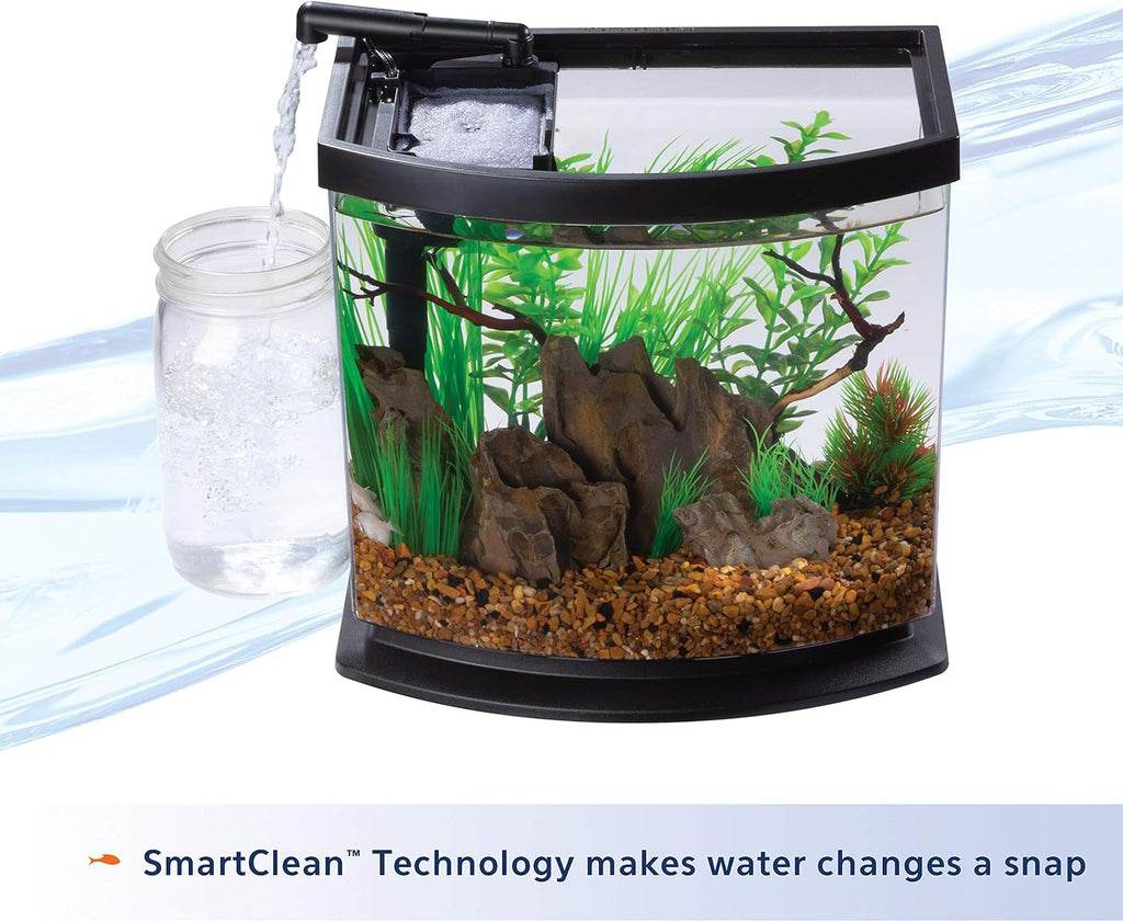 Aqueon LED MiniBow Aquarium Kit with SmartClean Technology, White, 2.5 Gallon