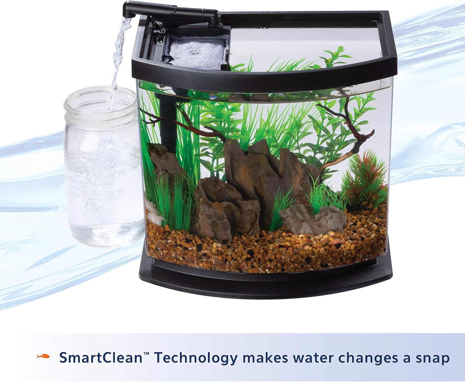 Aqueon LED MiniBow Aquarium Kit with SmartClean Technology, White, 2.5 Gallon
