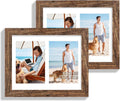 8.5x11 Picture Frame Set of 2, Rustic Brown Certificate Document Frames with Glass Collage Frame, Display Pictures Two 5x7 With Mat or 8.5 x 11 Without Mat for Wall Hanging or Tabletop