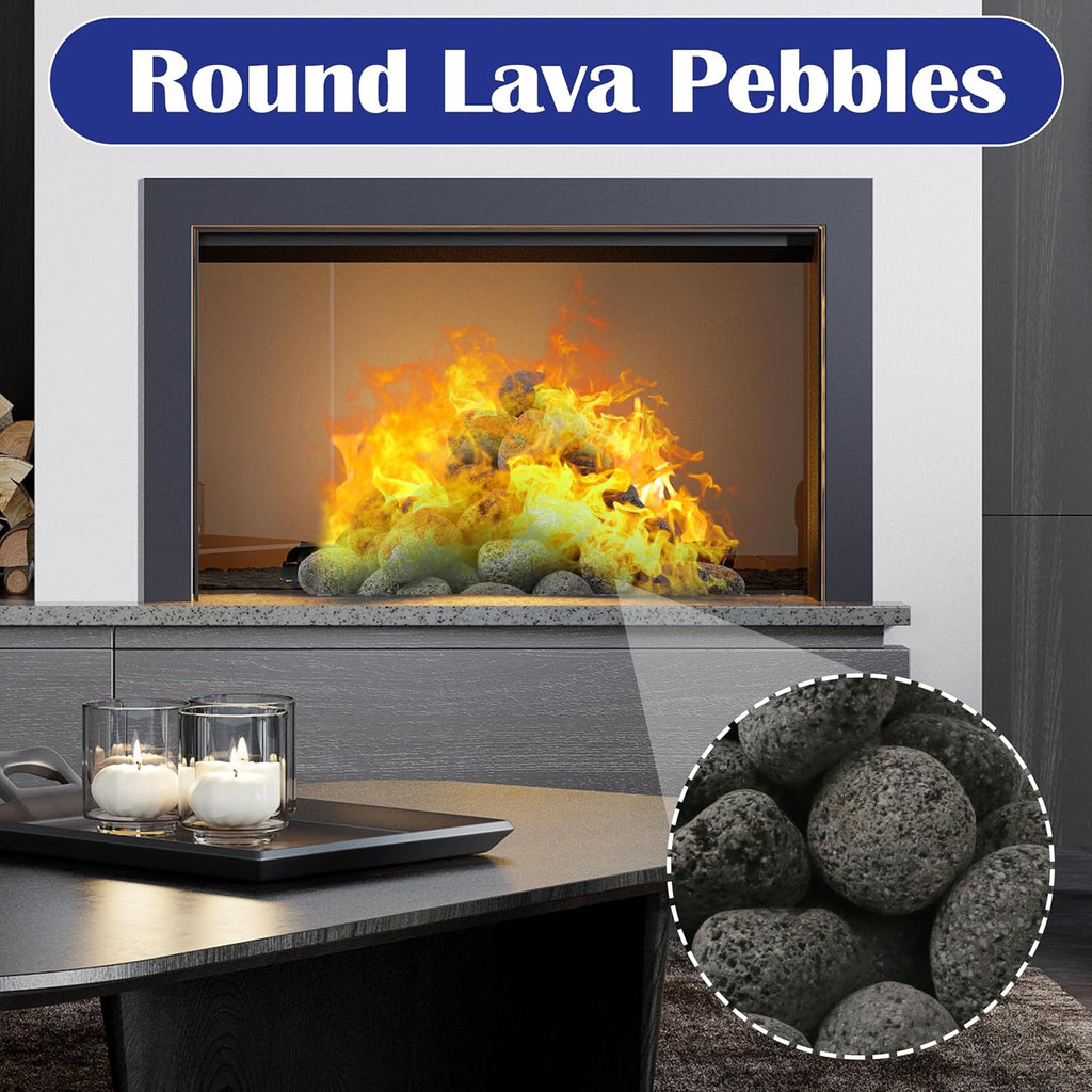 Sunnyglade 17.8LBS Black Lava Rocks for Fire Pit 1-2 inch Gas Fireplace Rocks, Black Lava Pebbles for Propane Fire Pit, Decorative Volcanic Stone for Outdoor & Indoor Gas Fireplace (17.8, Pounds)