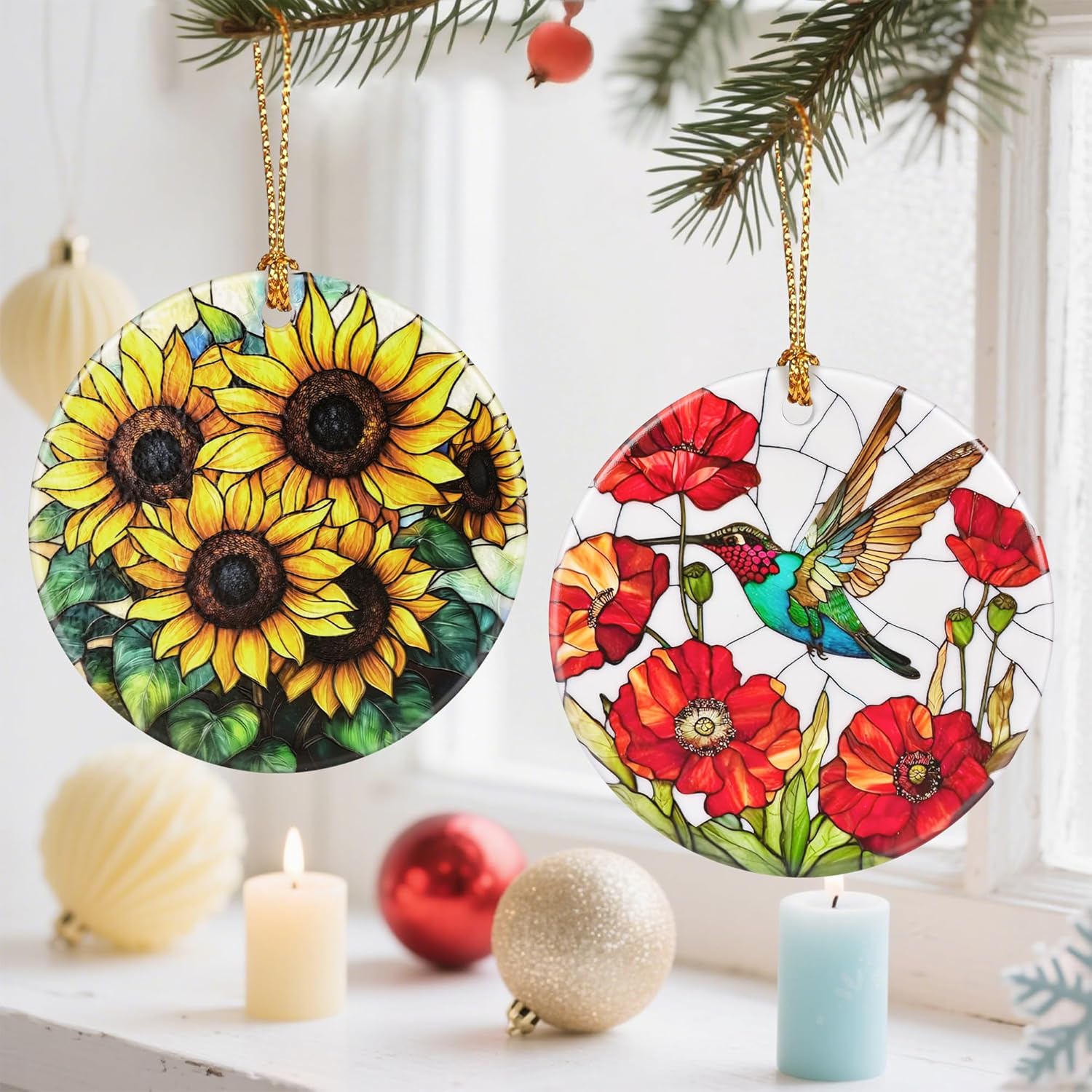Sunflower Christmas Tree Decorations, Christmas Ornaments, Keepsake Ornaments, Holiday Decor, Xmas Gifts, Gifts for Flower Lovers & Sunflower Lovers