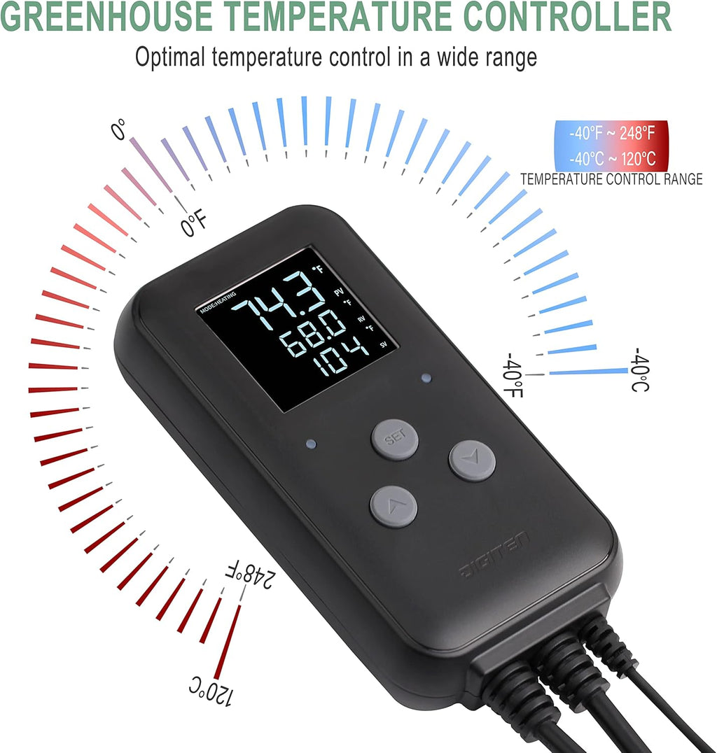 DIGITEN Waterproof Digital Temperature Controller for Aquarium, Greenhouse & Outdoor Heating - 10A Heat Mat Thermostat Controller