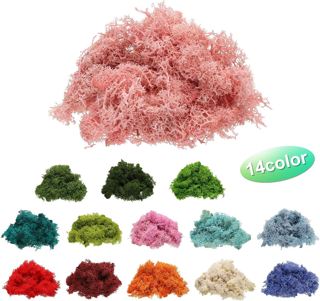 Uxcell 4oz Light Pink Preserved Reindeer Moss for Crafts, Decoration, Terrariums, Potted Plants, Centerpieces, Fairy Gardens