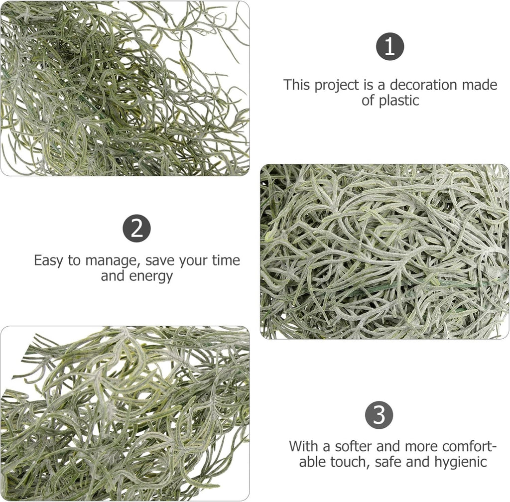 36 Inch Hanging Moss Decor - 1 Pcs Fake Moss - Artificial Plastic Spanish Dried Hanging Vine for Potted Plants Crafts Green Vines