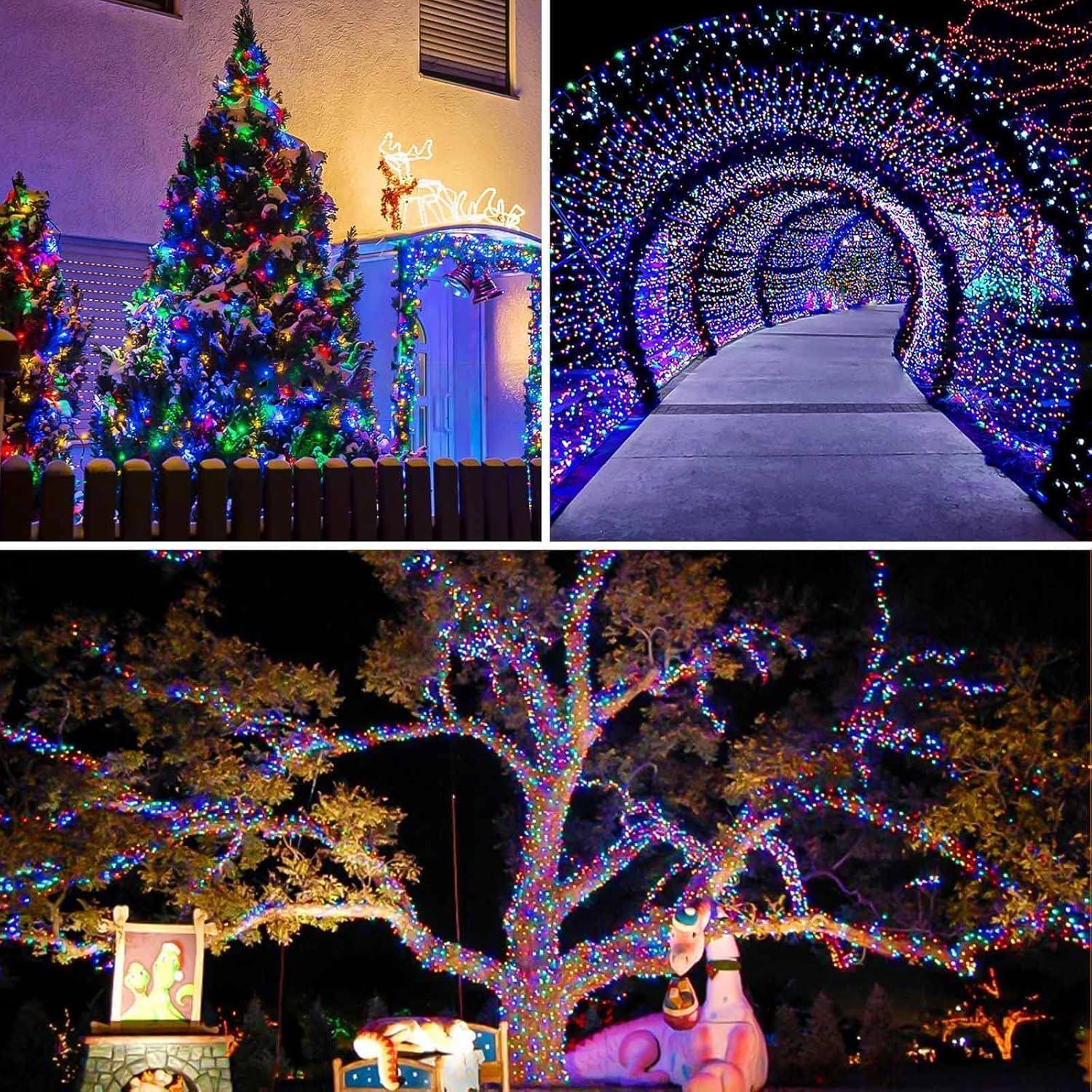 4Pack 80Ft 240LED Fairy Lights Battery Operated with Remote, Waterproof String Lights with Timer for Indoor & Outdoor, Twinkle Lights Battery Powered for Bedroom Christmas Decorations (Multicolor)