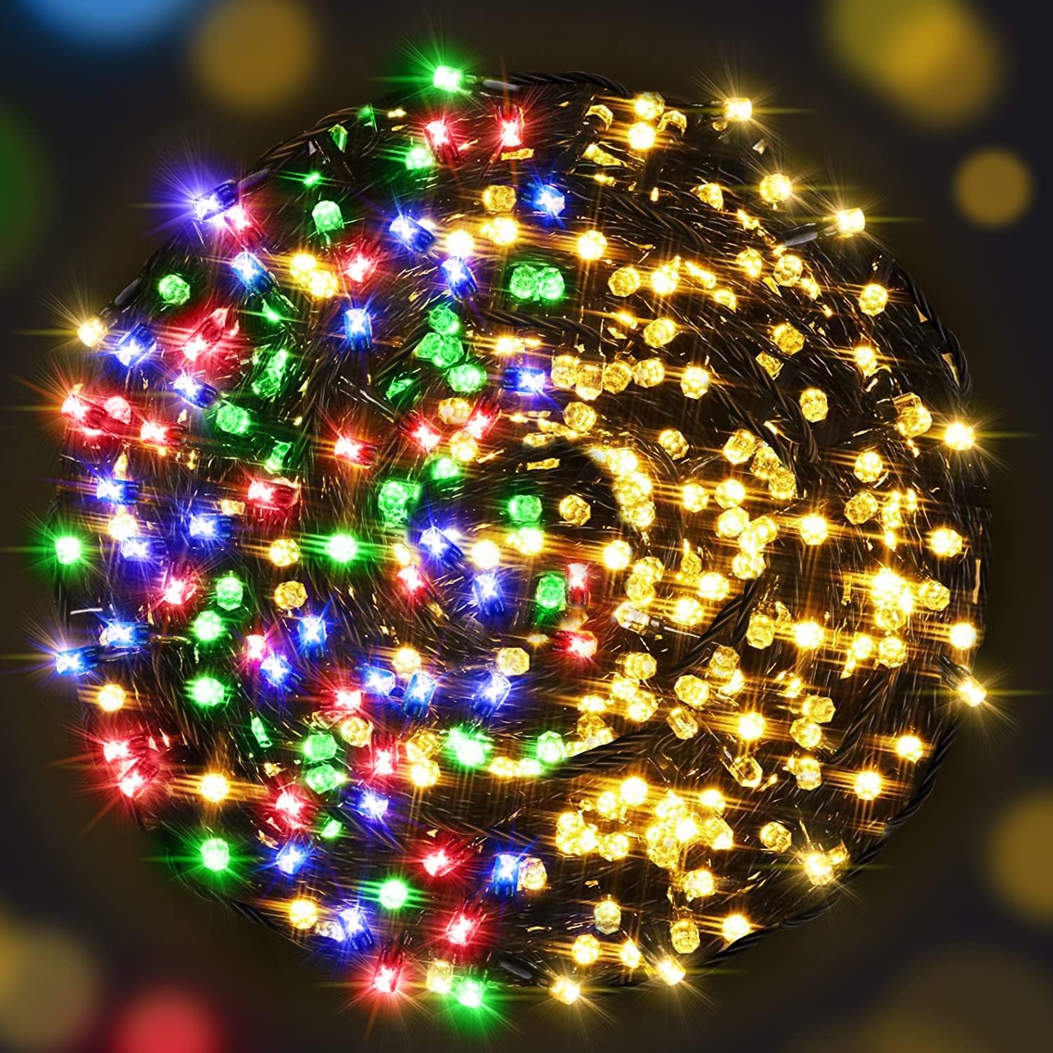 AmyHomie Color Changing Halloween Lights, 108Ft 300LED Warm White&Multicolor Christmas String Lights, 8 Modes Waterproof Fairy String Lights for Outdoor & Indoor Tree Home Patio Garden Decor