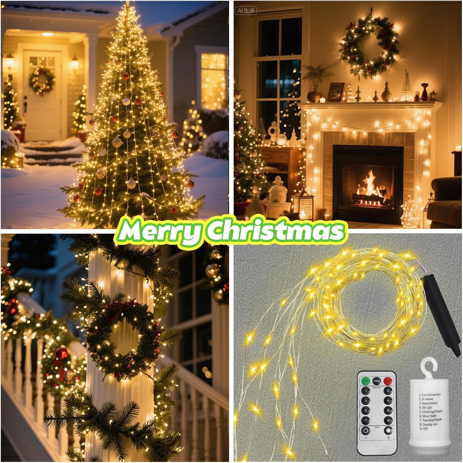 200 Led Fairy String Lights with Remote Timer, Firefly Bunch Lights Battery Operated, 8 Flashing Modes 10 Strand, Waterfall Twinkle Lights for Indoor Outdoor Halloween Christams Decor, Warm White