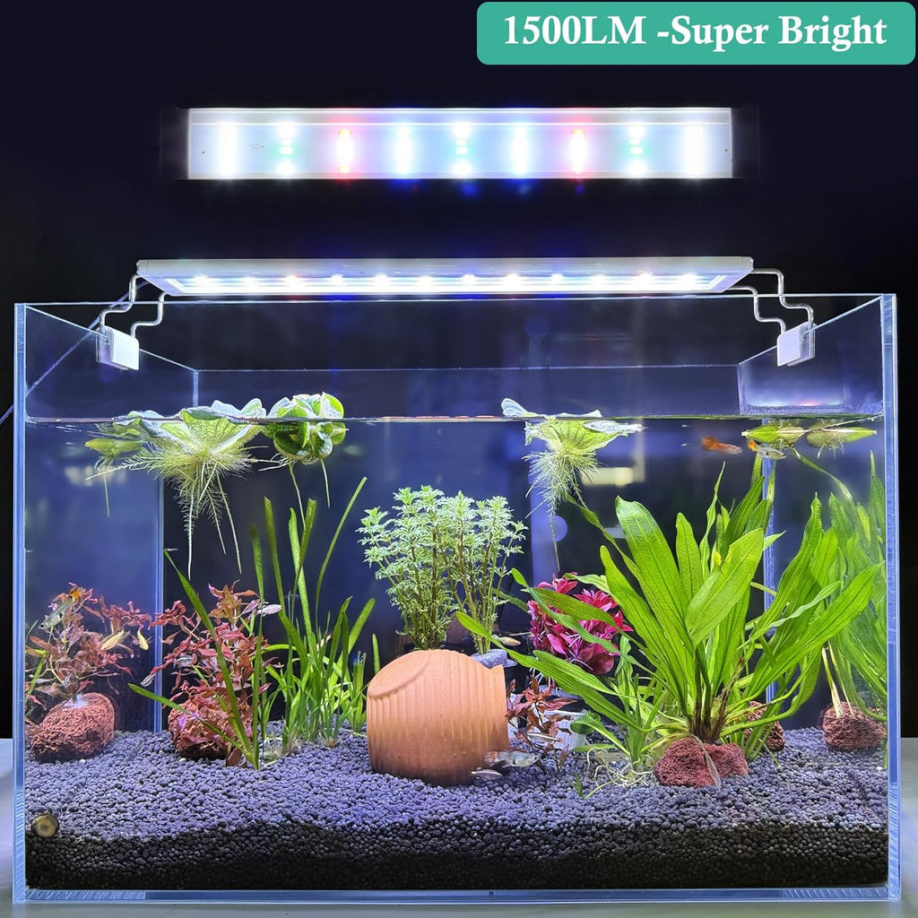HITOP Full Spectrum LED Aquarium Light – 12” 16” 24” 32” Classic Fish Tank Light with RGB LEDs, with Timer and Stable Extendable Brackets (12-20in)
