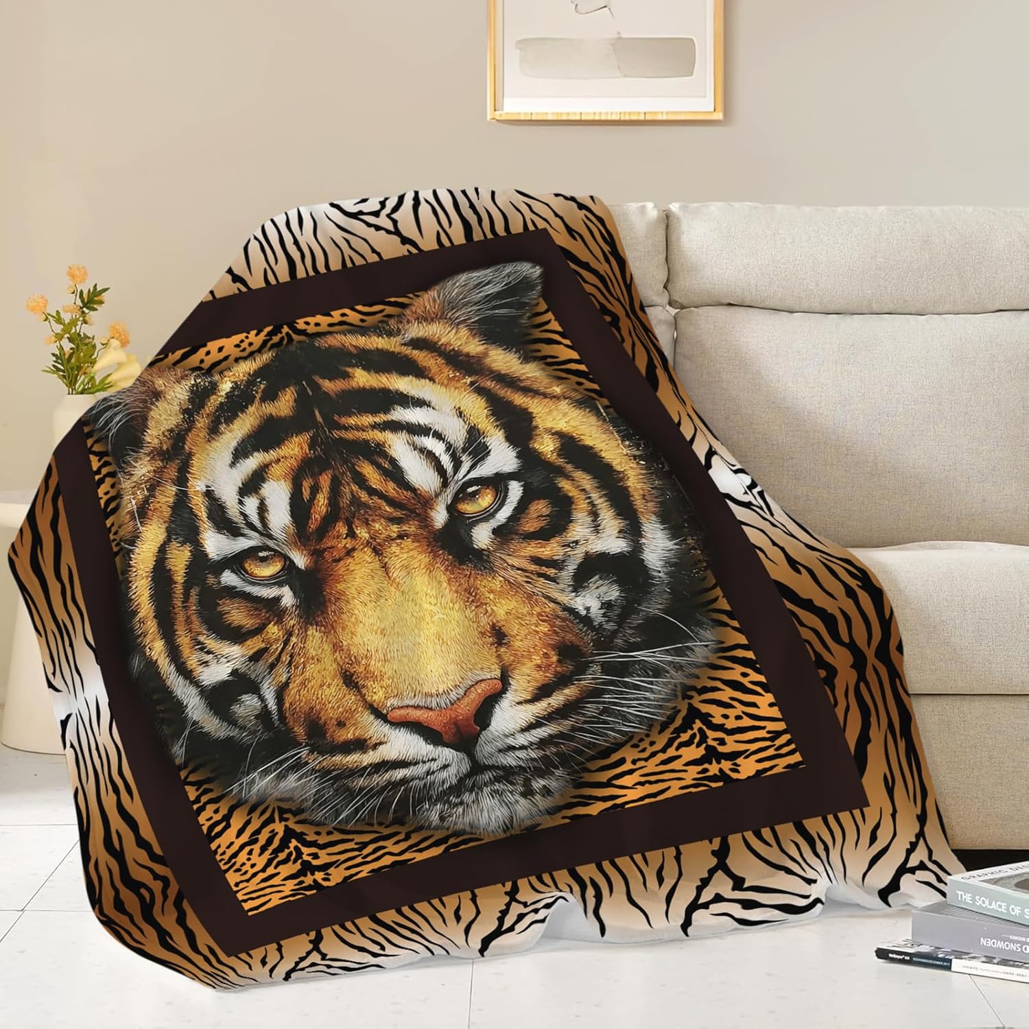 Tiger Throw Blanket Tiger Stuff Gifts for Kids Girls Boys Adults Women Men Soft Cozy Warm Plush Fluffy Fuzzy Fleece Blanket Decor 60''X80''