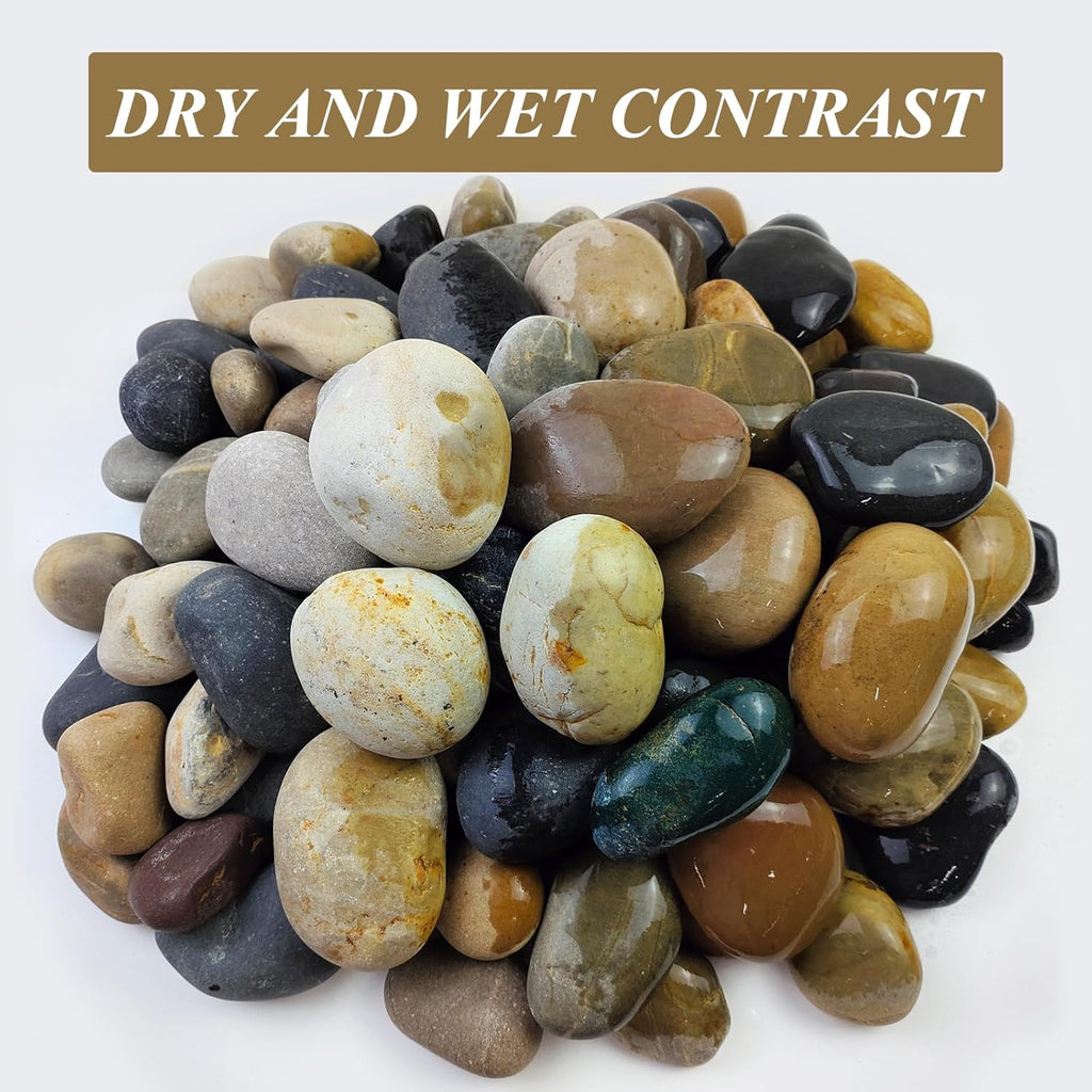 20 lbs Large River Rocks for Outdoor Landscaping, 3-4 Inch Decorative Pebbles for Landscaping Garden Yard Paving Fish Tank Plant Crafting Walkways and Painting