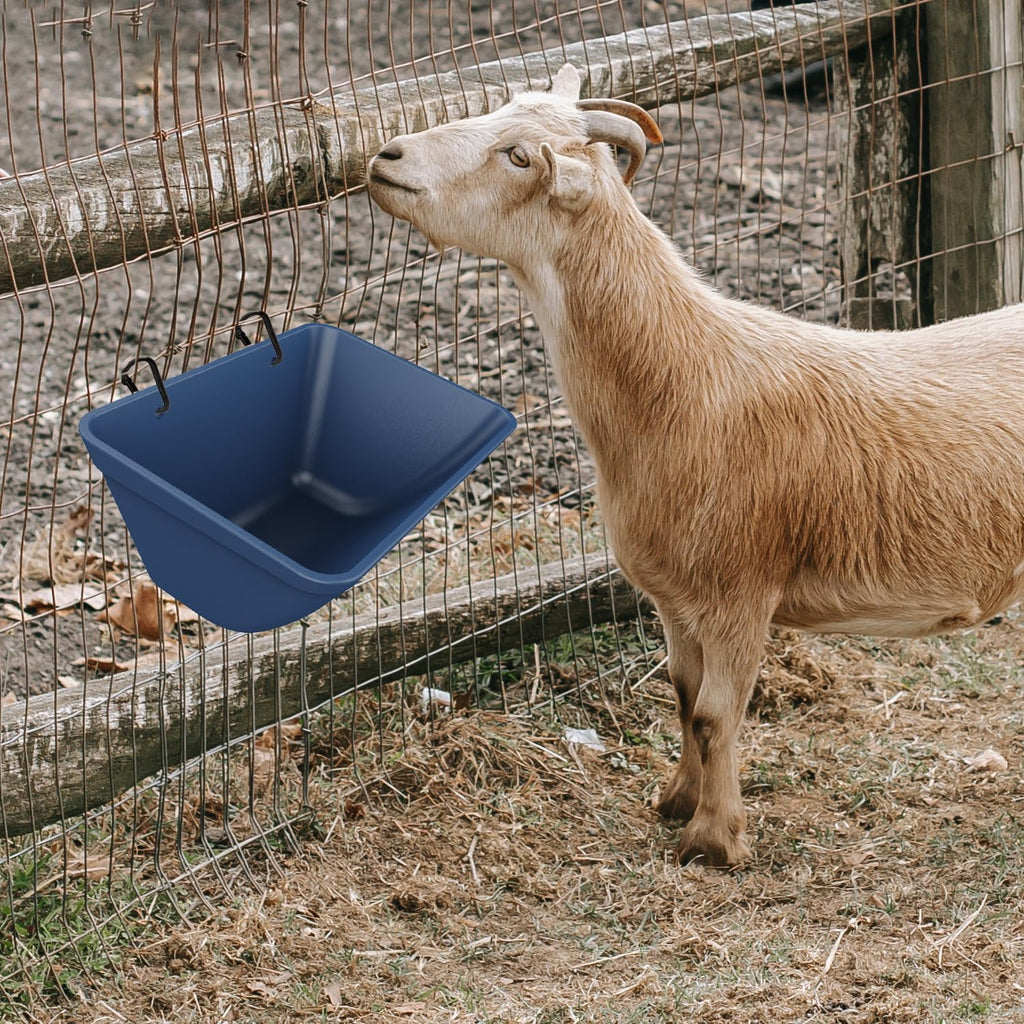 Fence Hanging Chicken Feeder for Duck, Piglets, Goat Feeder Poultry Feeding Container for Livestock Feed Trough Water Bucket(Blue 4)