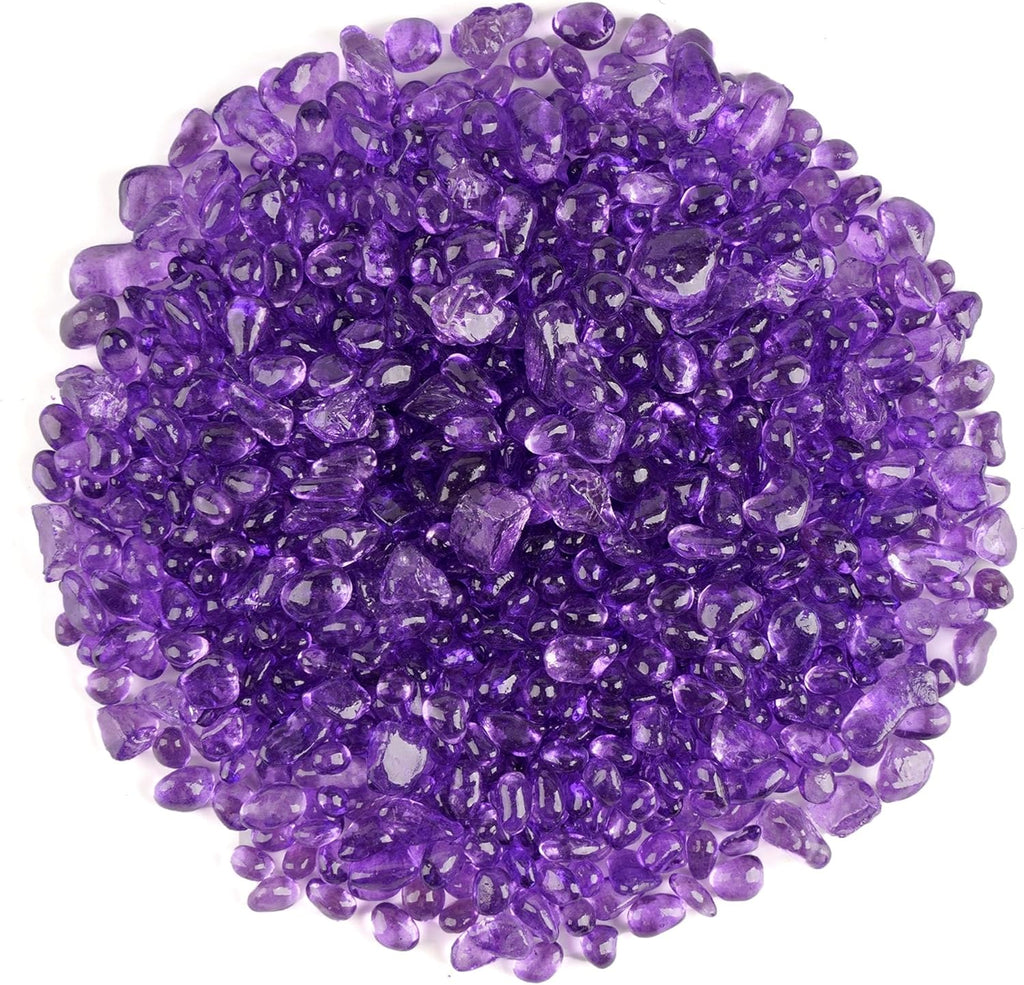 Glass Stones, 1Lb/460g Irregular Sea Glass Dercorative Rocks Non-Toxic Artificial Crystal Pebbles for Aquarium Decoration/Vase Filler/Table Scatter/Handcraft/Jewelry Making/Gems Display, Purple