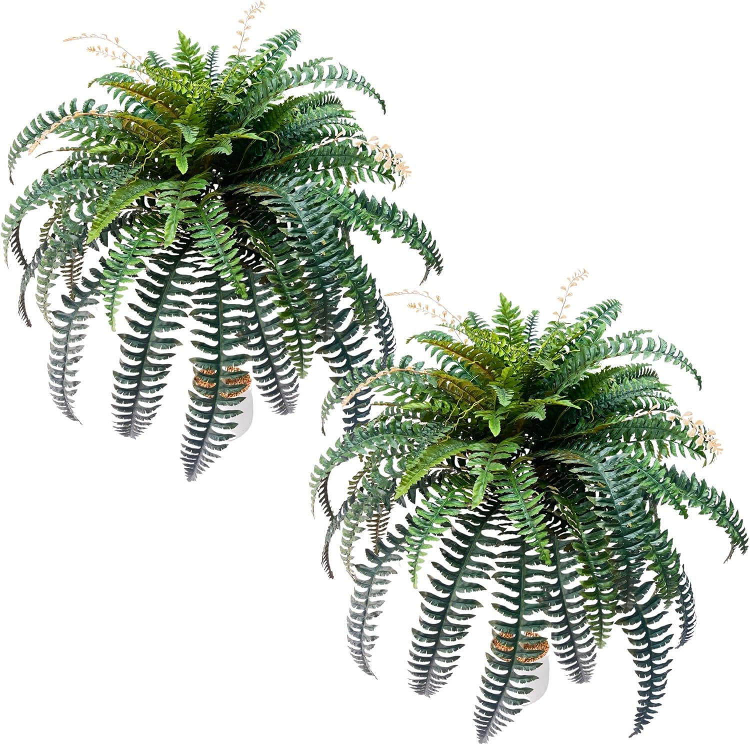Giant Artificial Boston Ferns for Outdoors Large–UV Resistant LifeLike Faux Fern, Realistic Silk Greenery plants large Office, Home Decor, 2pack 88 Branches,48 Inch fake fern Leaf Green.No Base