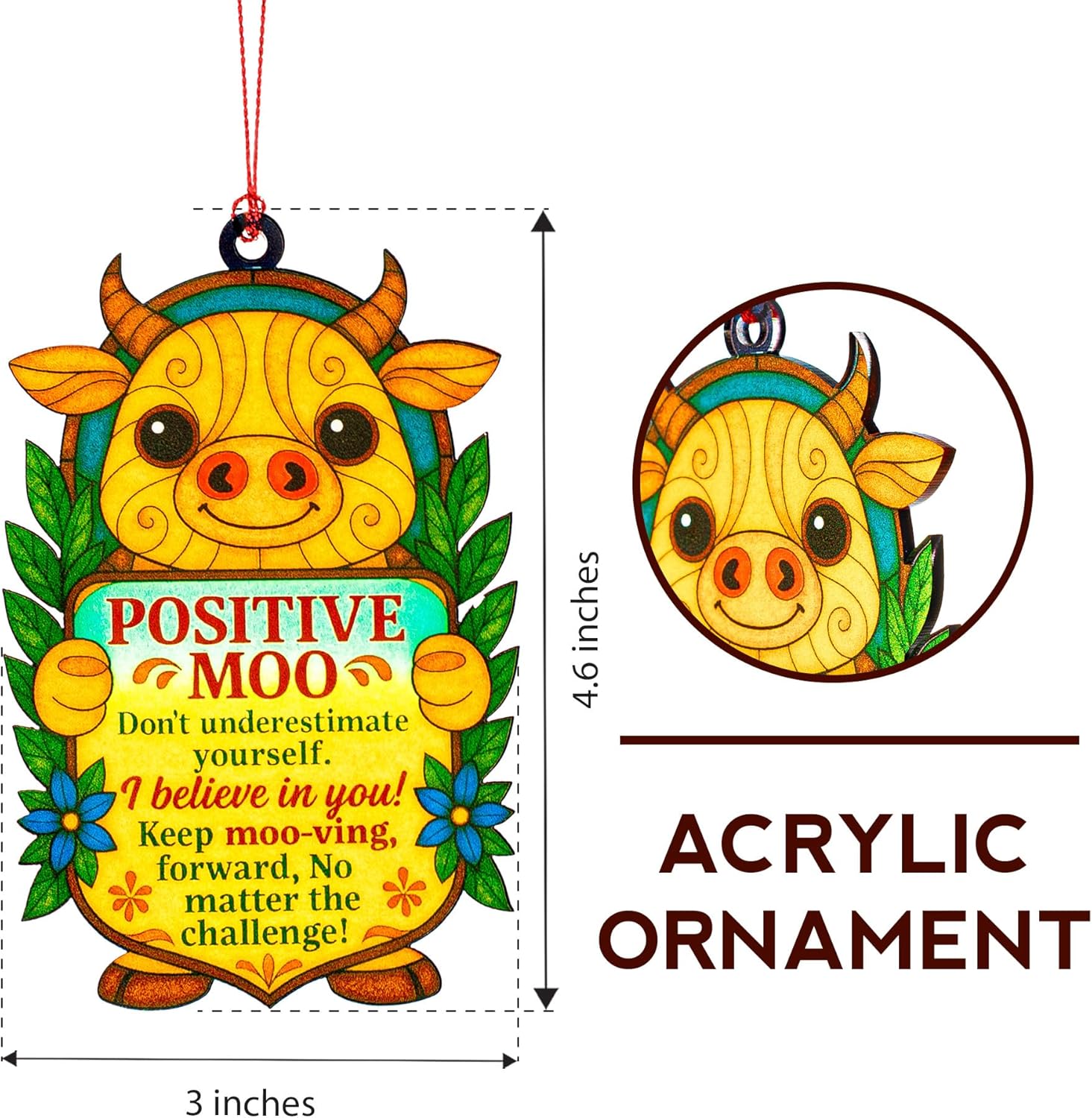Funny Christmas Ornaments - Highland Cow Ornament - Highland Cow Gifts - Christmas Ornament 2025 - Vintage Farmhouse Christmas Ornament - White Elephant Gifts - Xmas Tree Funny Decoration