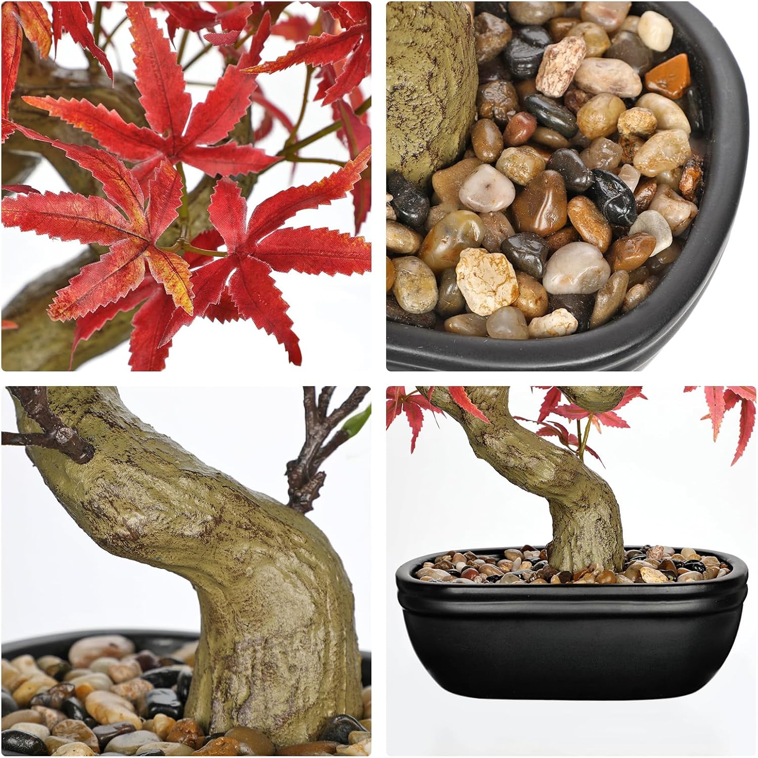 Artificial Maple Bonsai Tree, Mini Japanese Bonsai Plant in Ceramic Pot, Faux Potted Maple Desk Ornament, Indoor Tabletop Home Office Decor, Zen Garden Decoration