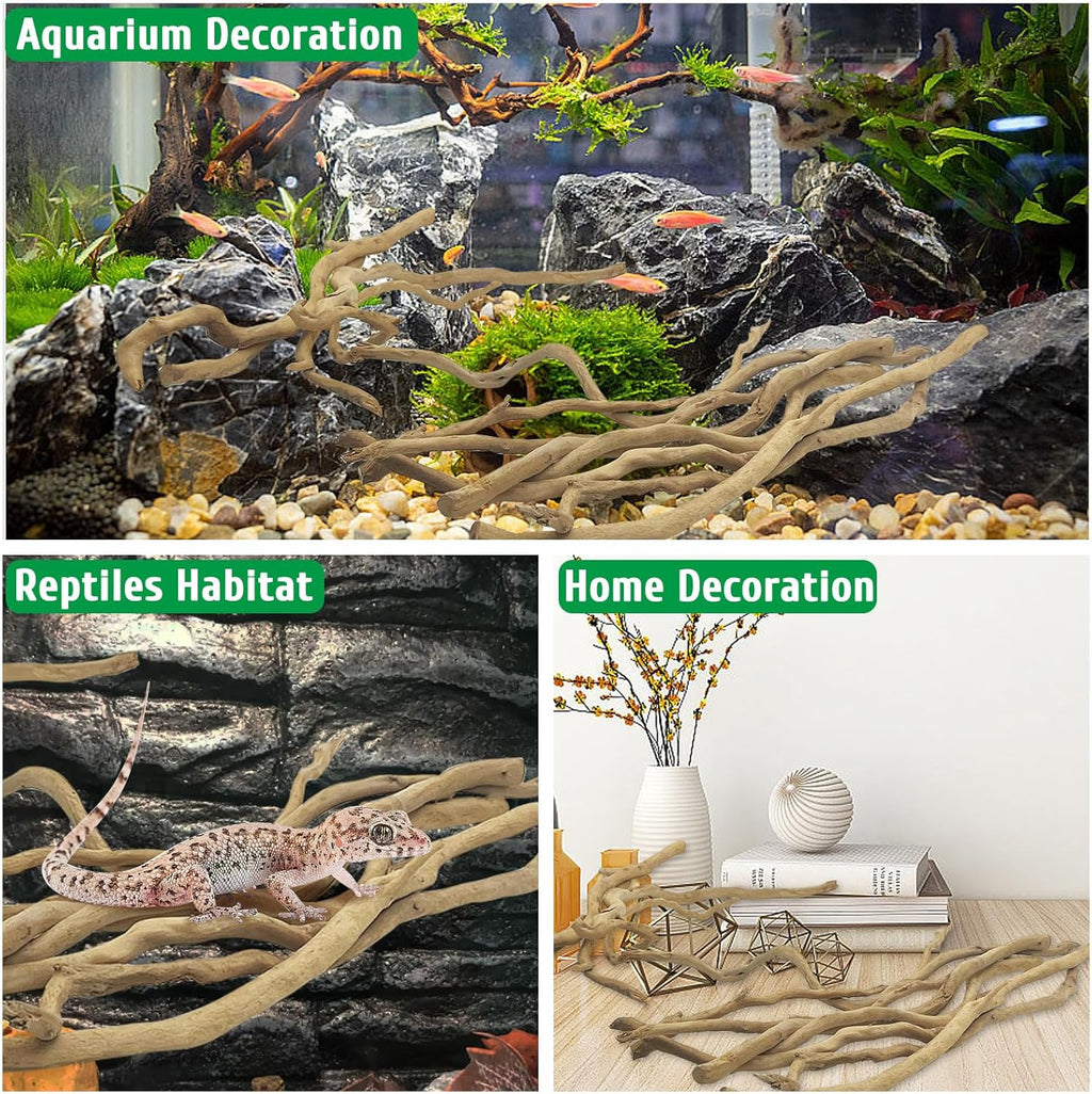 kathson Natural Driftwood for Aquarium, Red Moor Driftwood Mix 12''-16'' Long Driftwood for Decorations Aquarium Driftwood Assorted Shapes Natural Aquarium Decor Driftwood (350g, Medium Branches)