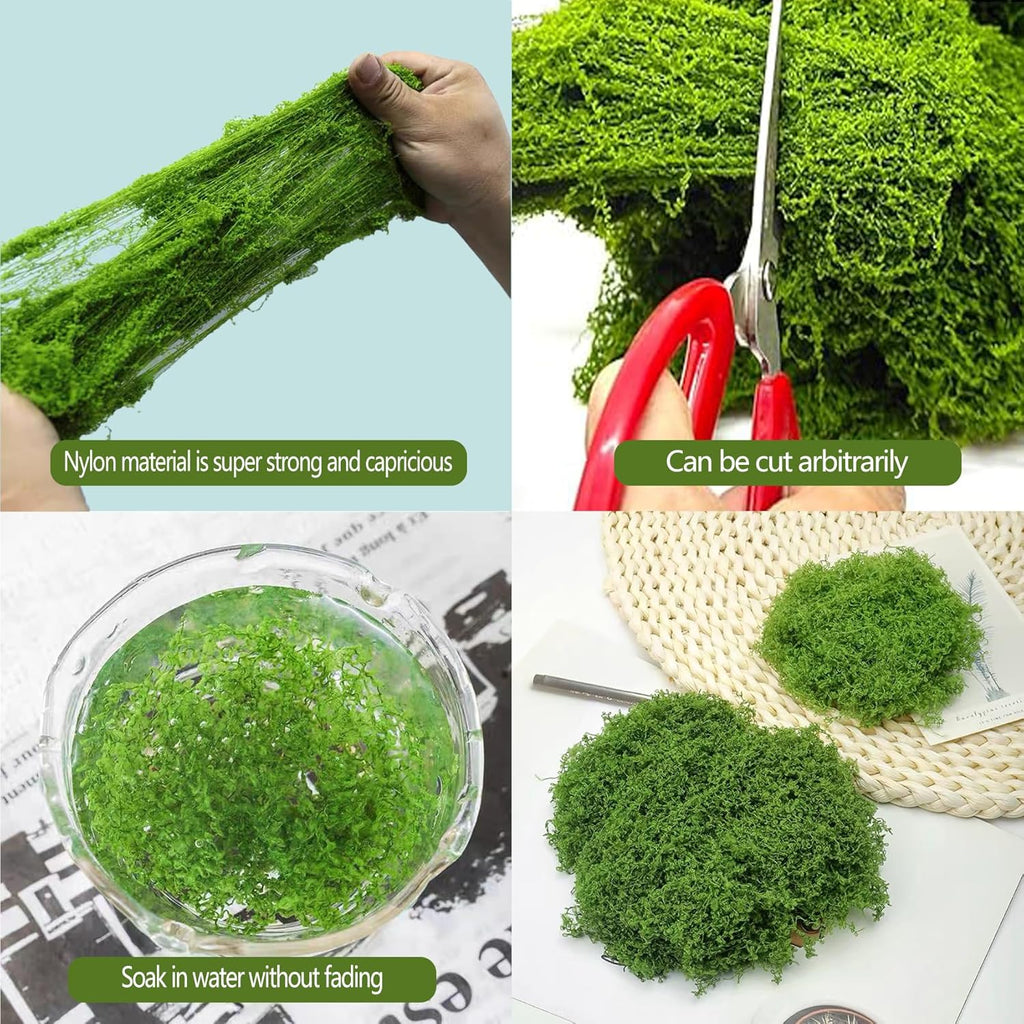 Fake Green Moss 7.05 oz Artificial Moss for Crafts Potted Plants Indoor, Faux Moss Decor for DIY Decorative Table Centerpieces, Glass Containers, Party Wedding & Fairy Garden Floral (Light Green)