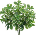 GTIDEA Artificial Shrubs Silk Green Greenery Outdoors Faux Plants Real Touch Green Leaves with Stems Fake Bushes Schefflera for Home Decor Indoor Garden Front Proch Office Table Wall Decor 2pcs
