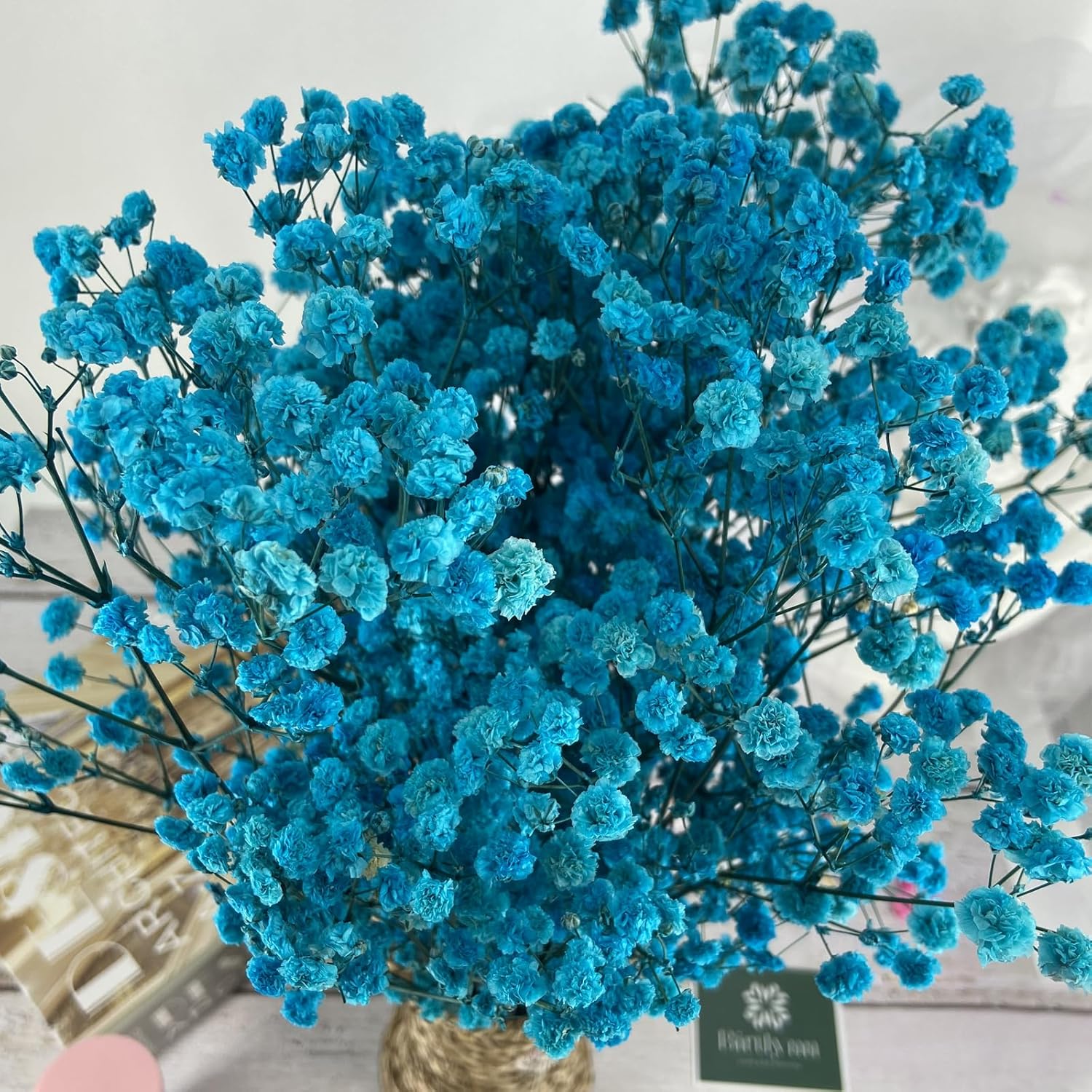 Preserved Baby's Breath, 100% Natrual Gypsophila Long Lasting Flowers for Vase Arrangements Home Decoration Photo Props Parties and Weddings, DIY Décor-Blue