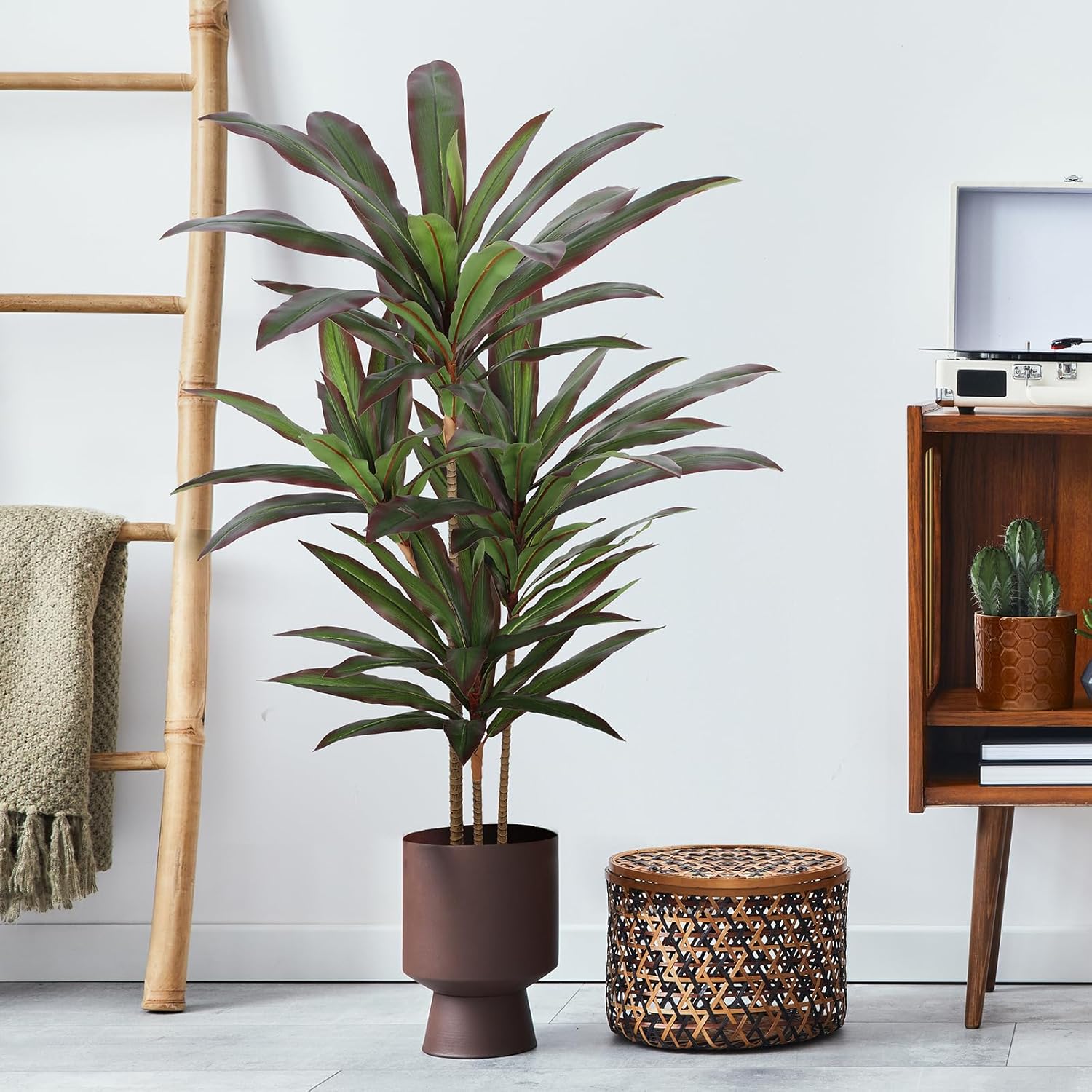 Dracaena Artificial Plant 4ft Red Yucca Silk Tree Faux Plants Indoor Tall Fake House Floor Plants Realistic Artificial Trees for Home Office Decor Indoor Outdoor Housewarming Gift