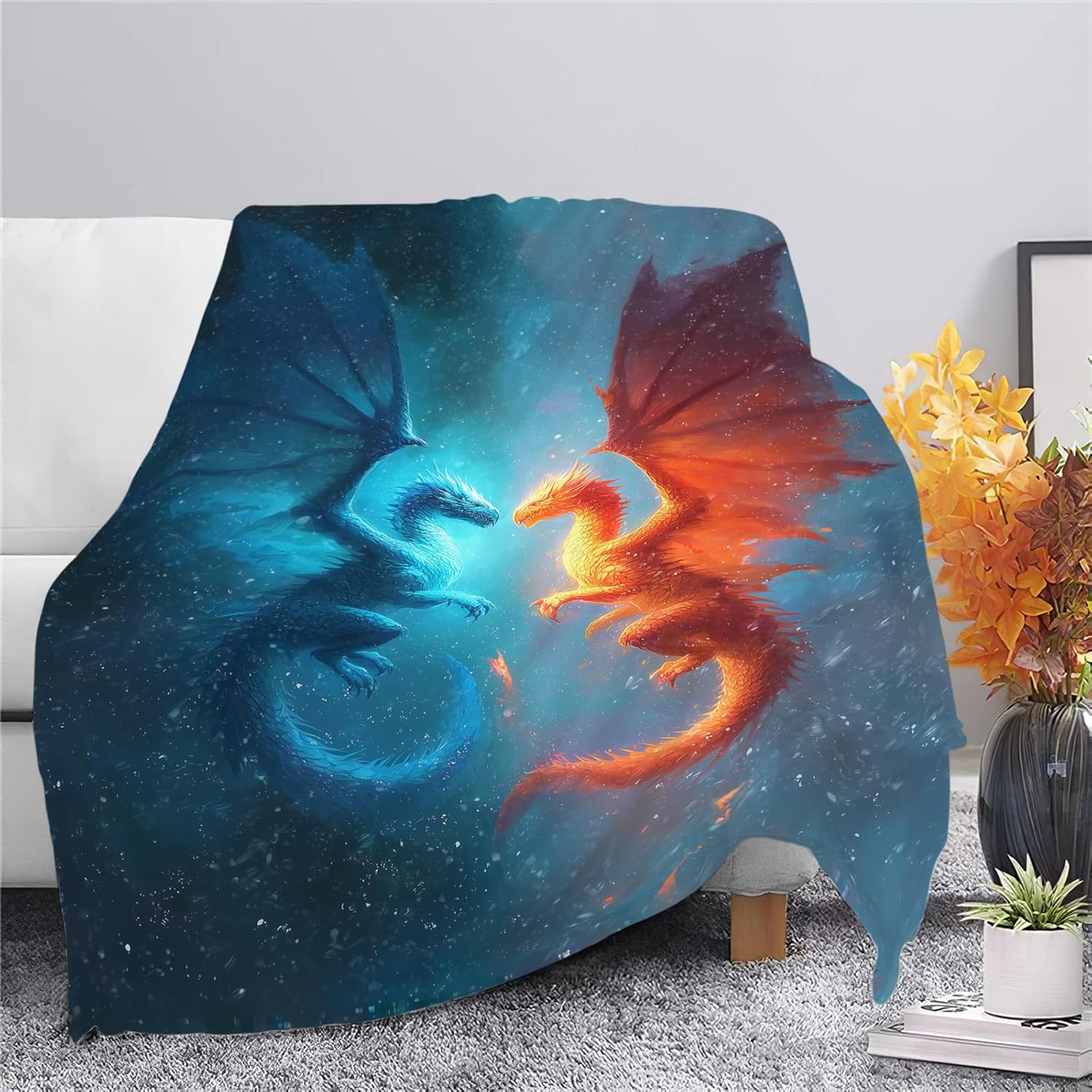 Dragon Throw Blanket Dragon Stuff Gifts for Kids Girls Boys Adults Women Men Soft Cozy Warm Plush Fluffy Fuzzy Fleece Blanket Decor 50''X60''